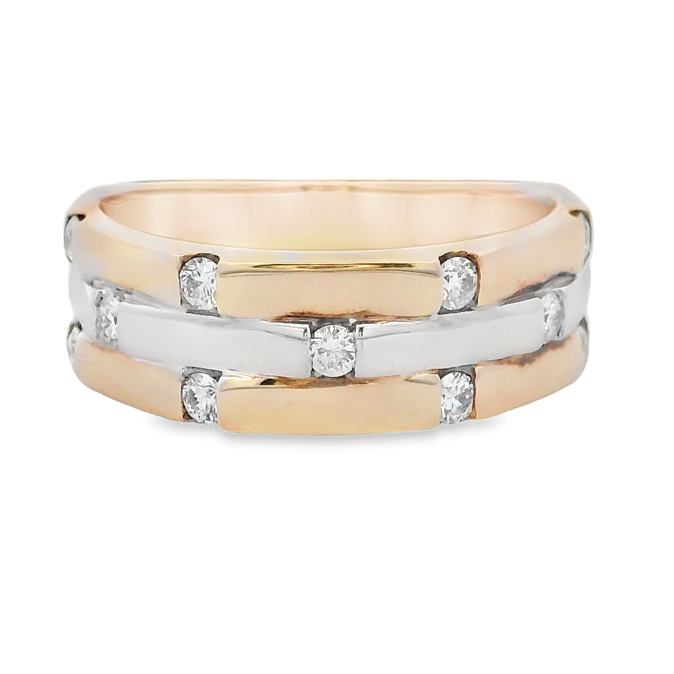 9ct Yellow & White Gold Diamond Dress Ring