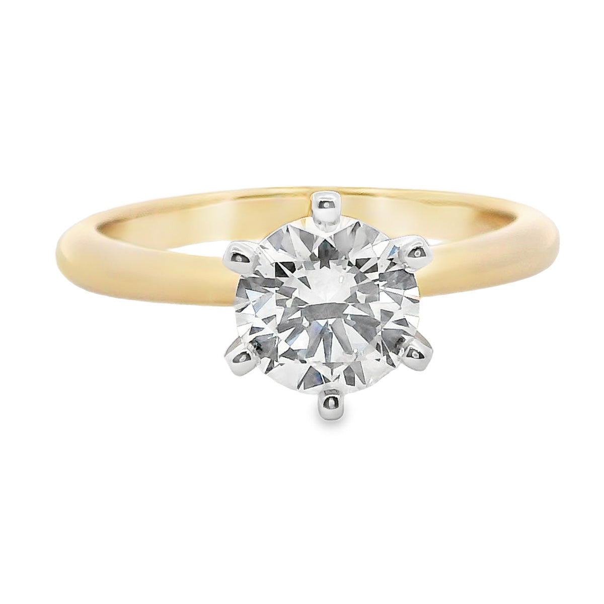 18ct Yellow & White Gold 1.01ct Round Diamond Engagement Ring