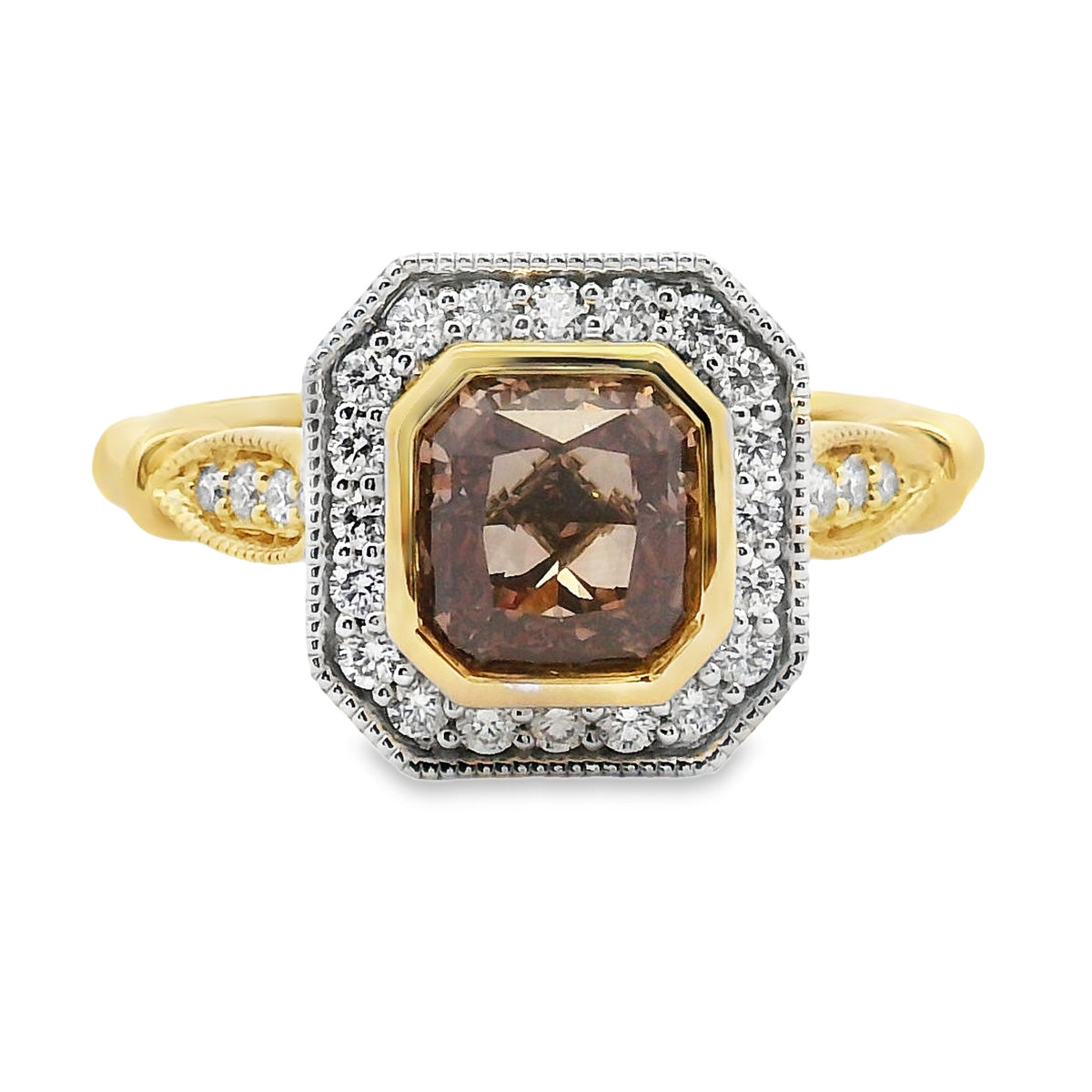 18ct Yellow & White Gold 1.50ct Cognac Diamond Ring