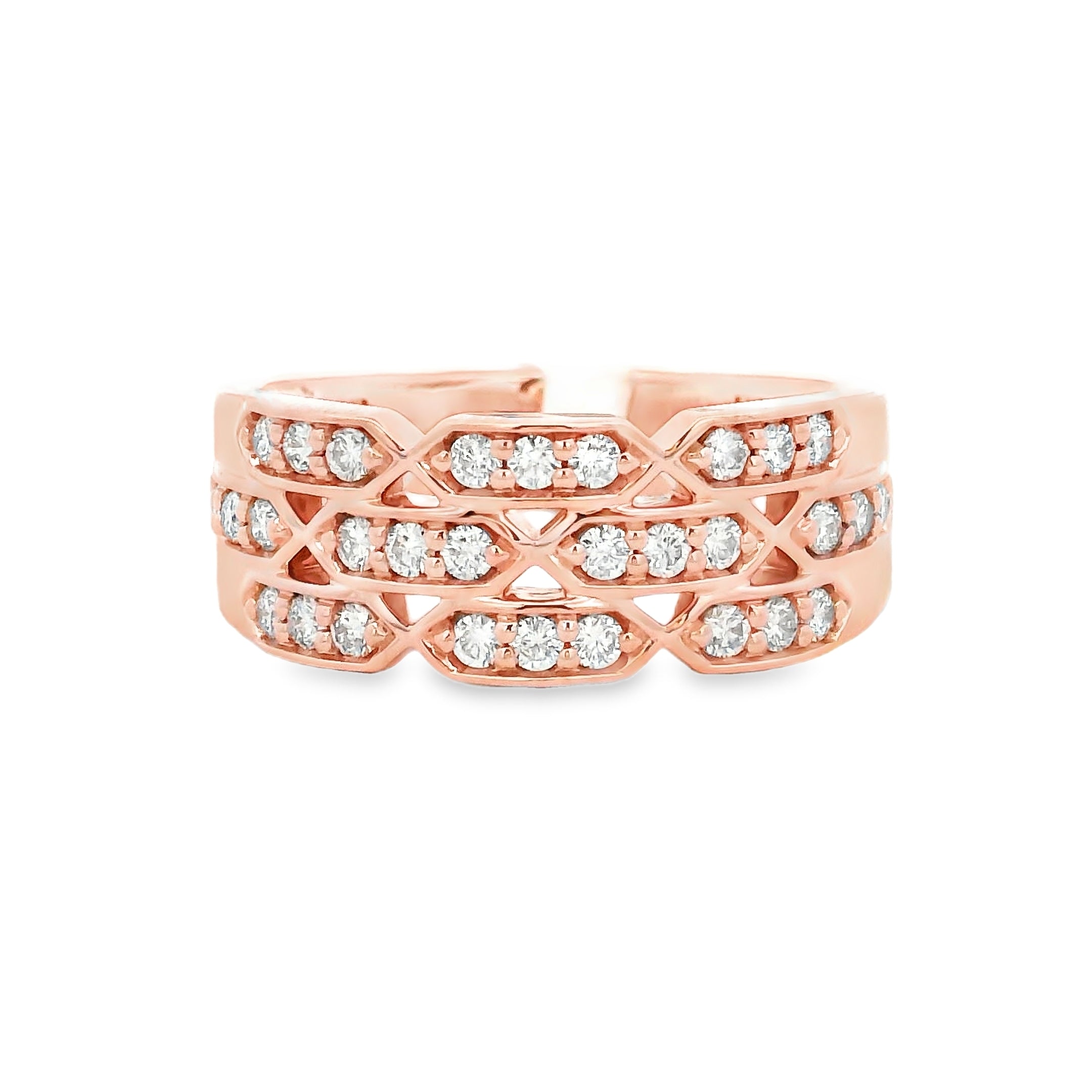9ct Rose Gold Brick Dress Ring