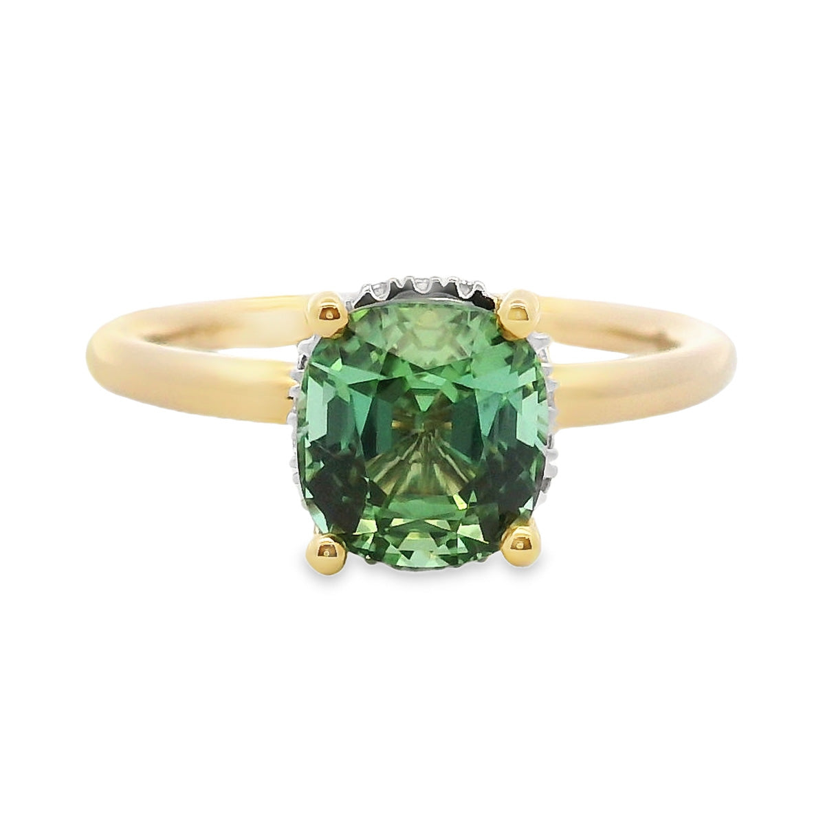18ct Yellow & White Gold Tourmaline and Diamond Ring