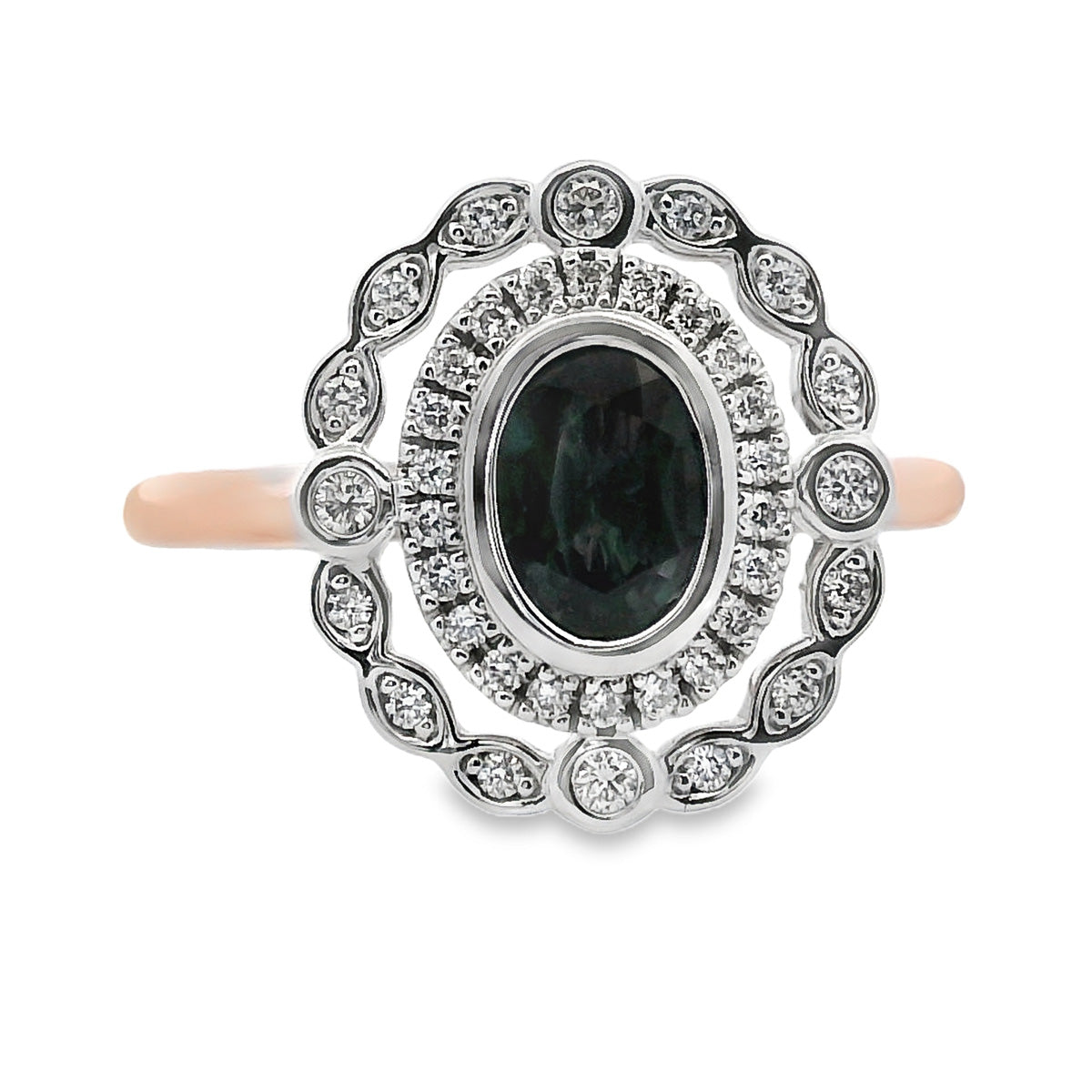 18ct Rose & White Gold Alexandrite and Diamond Ring