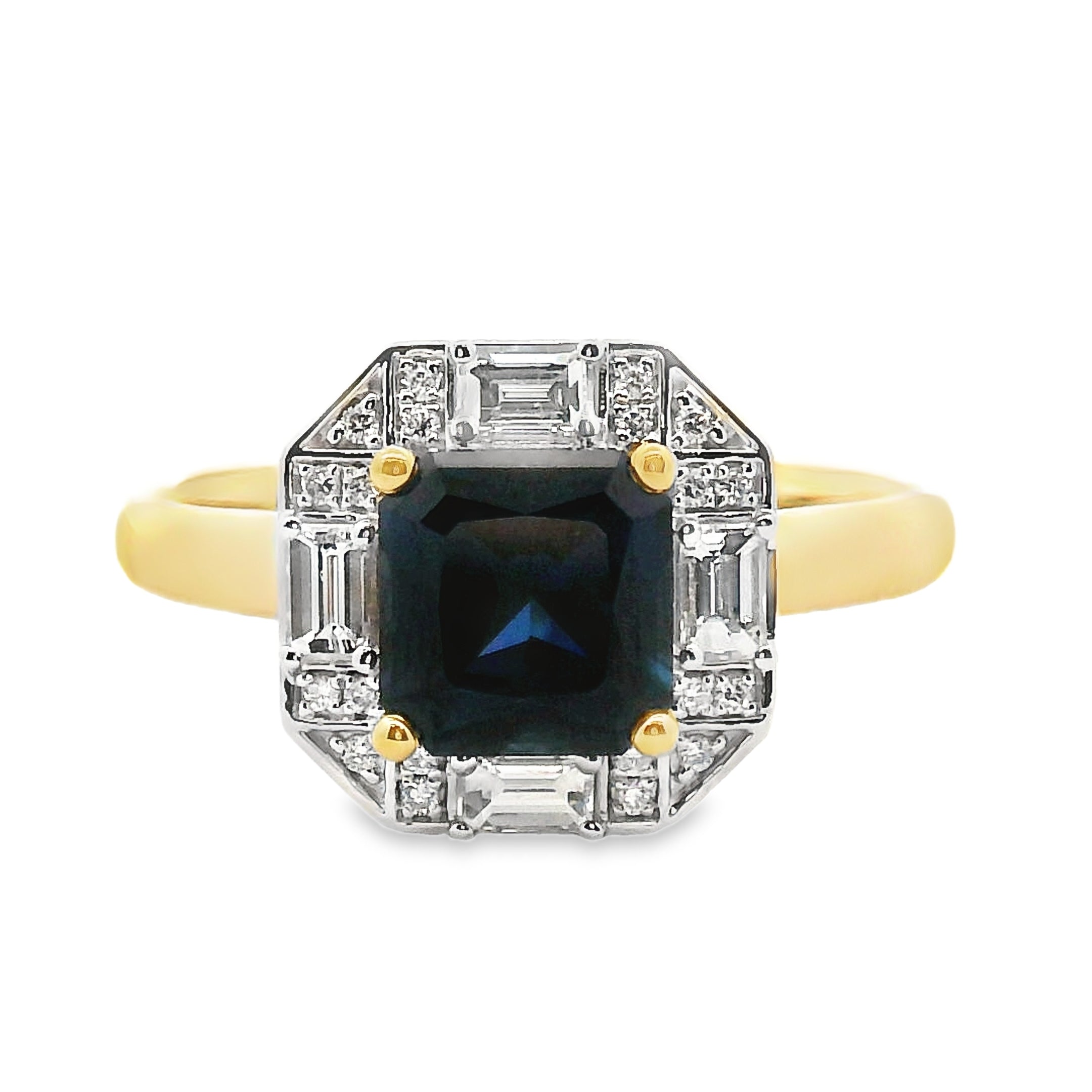 18ct Yellow & White Gold Sapphire and Diamond Ring