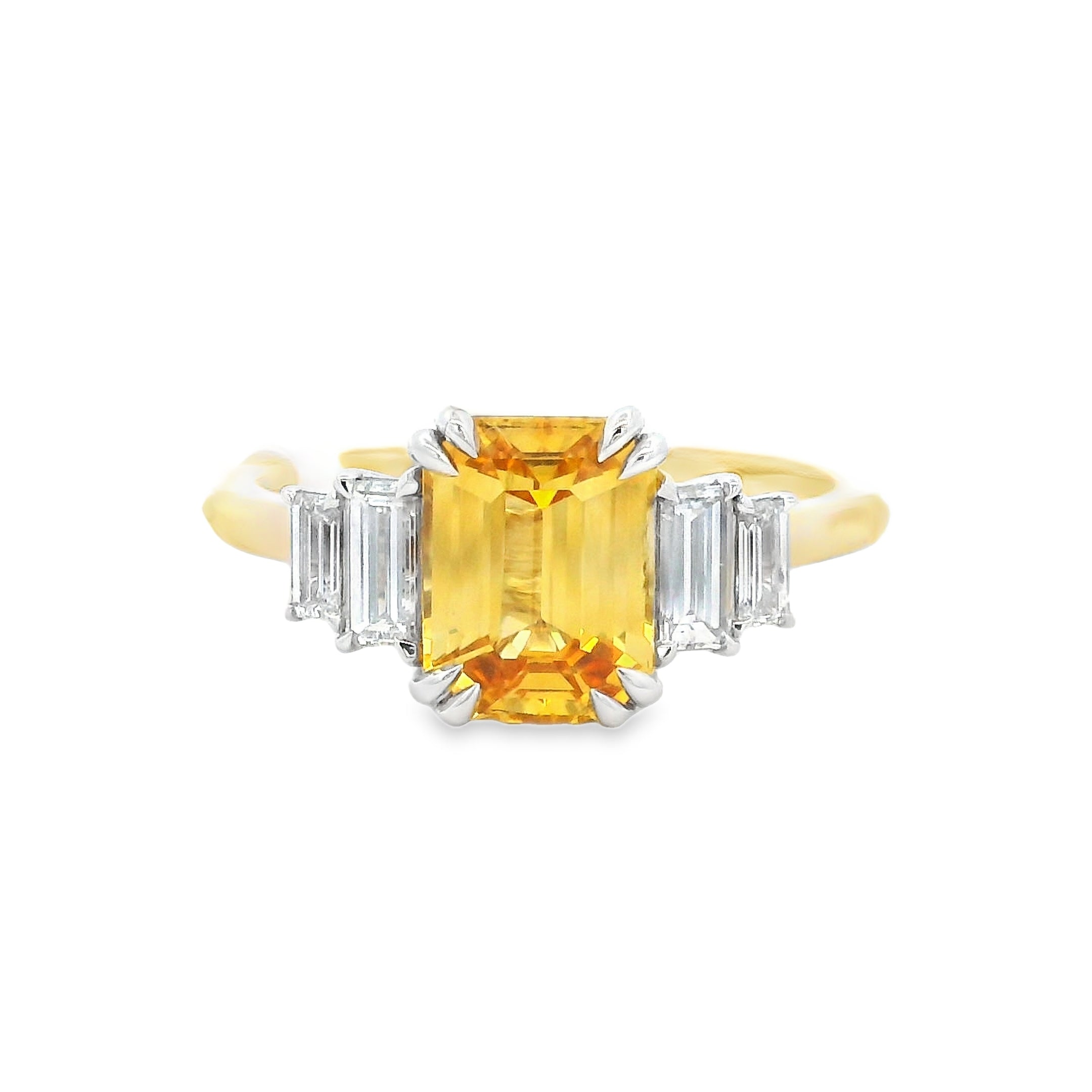 18ct Yellow & White Gold Yellow Sapphire and Diamond Ring