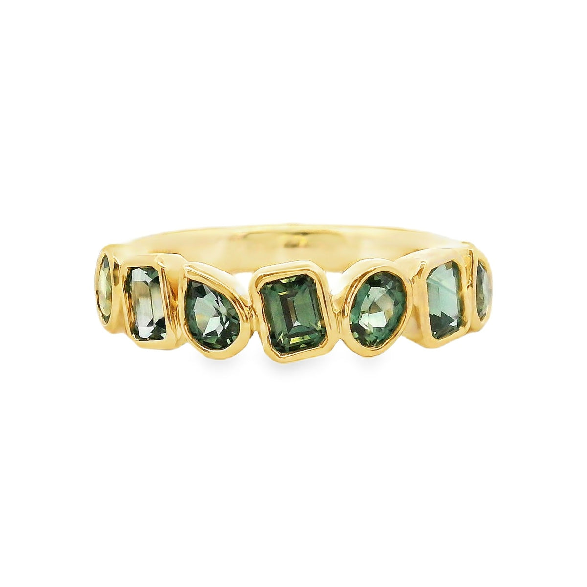 9ct Yellow Gold and Teal Sapphire Ring