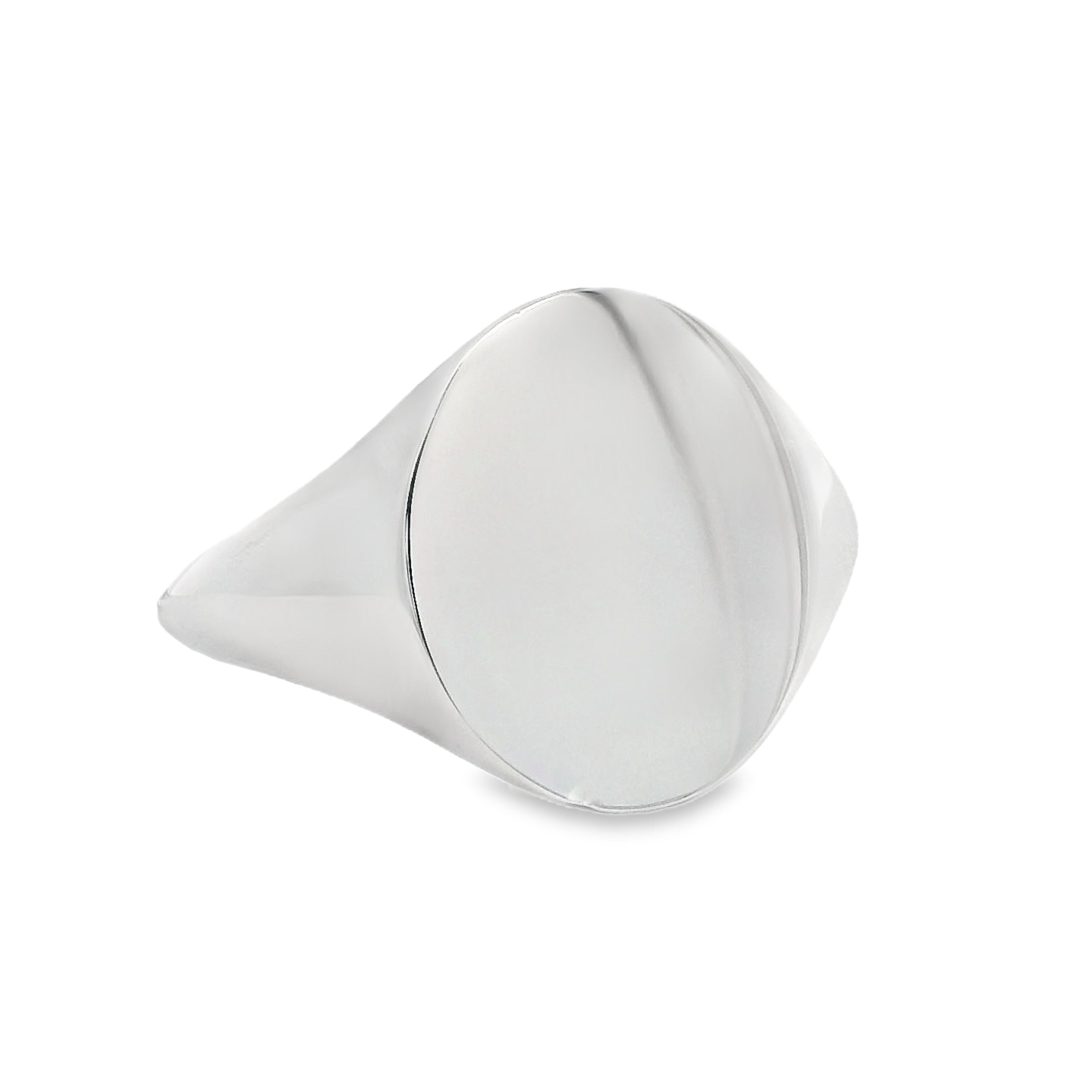 9ct White Gold Oval Signet Ring