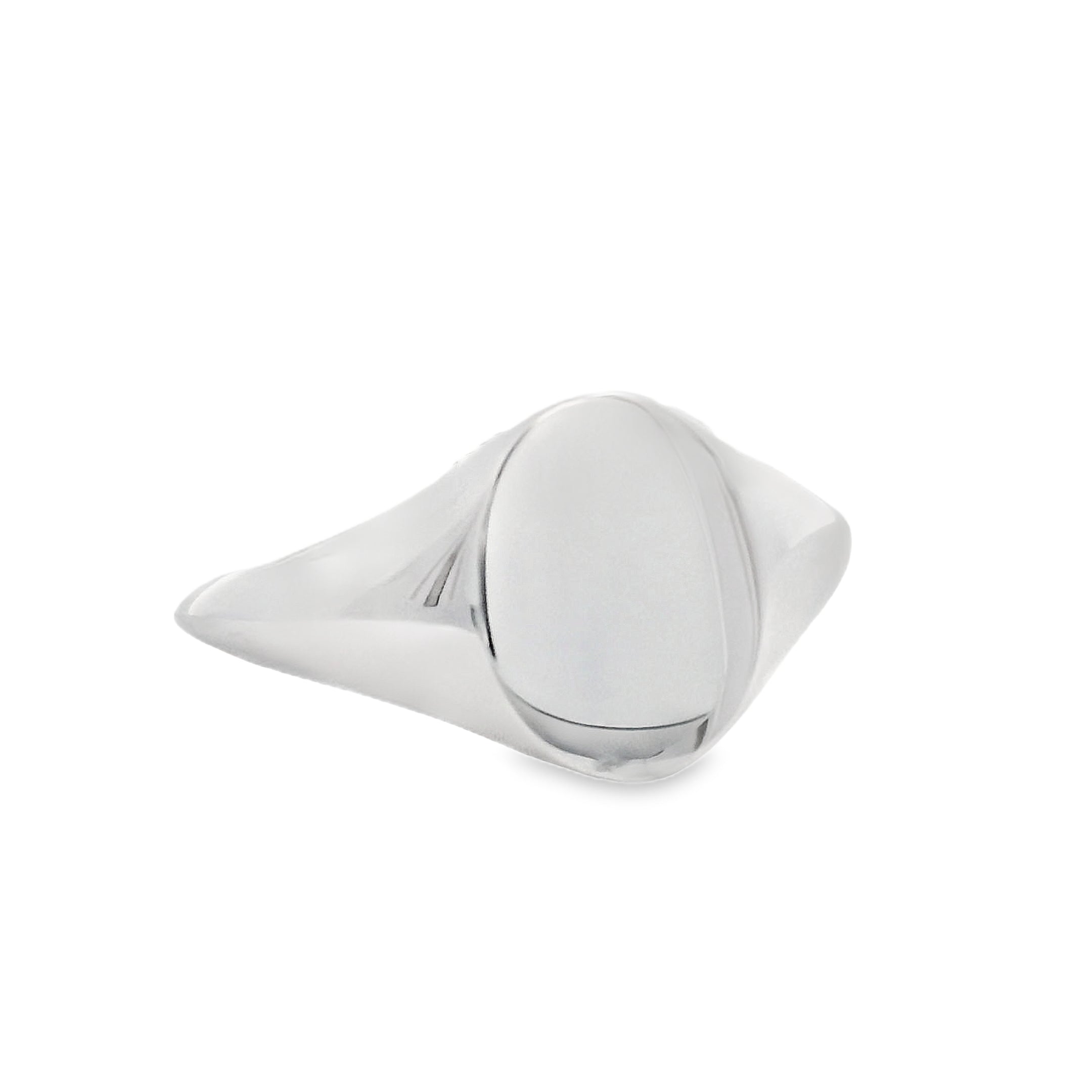 9ct White Gold Oval Signet Ring