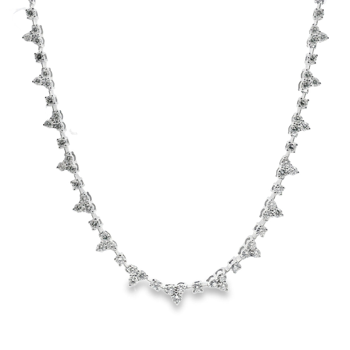 18ct White Gold 2.25ct Diamond Spray Tennis Necklace