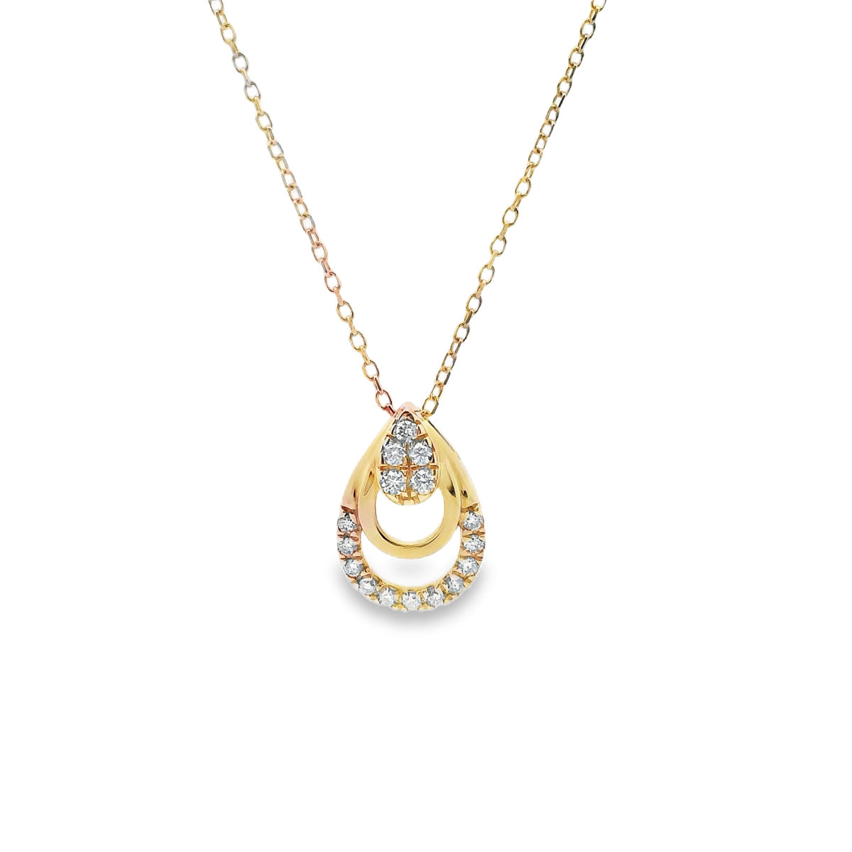9ct Yellow Gold Pearshaped Diamond Pendant