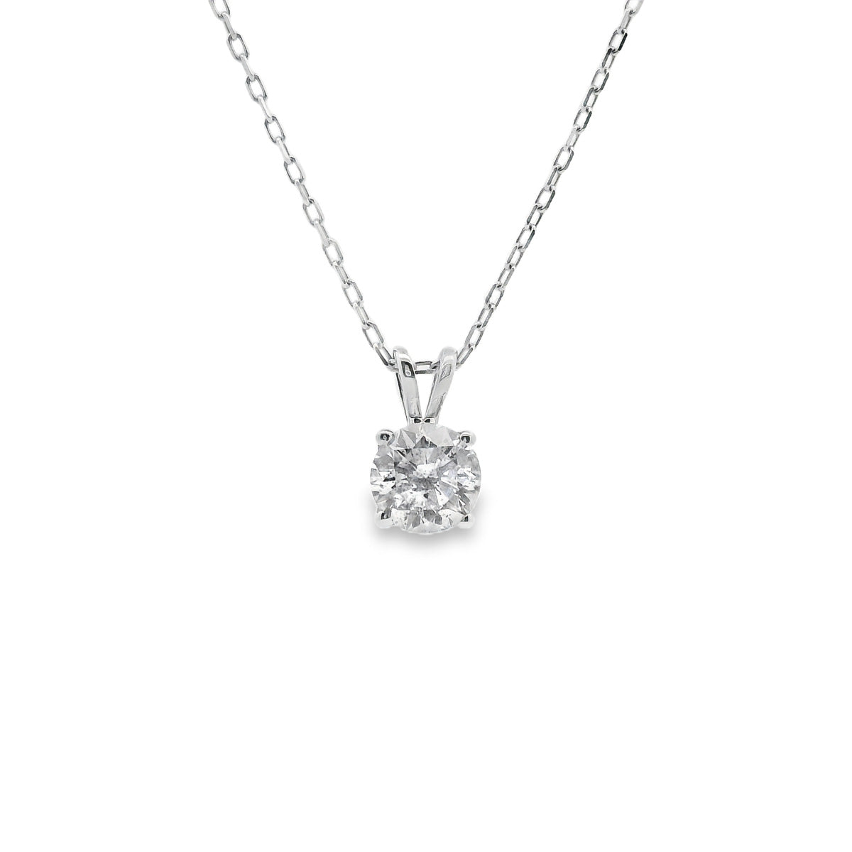 14ct White Gold 0.75ct Round Diamond Pendant