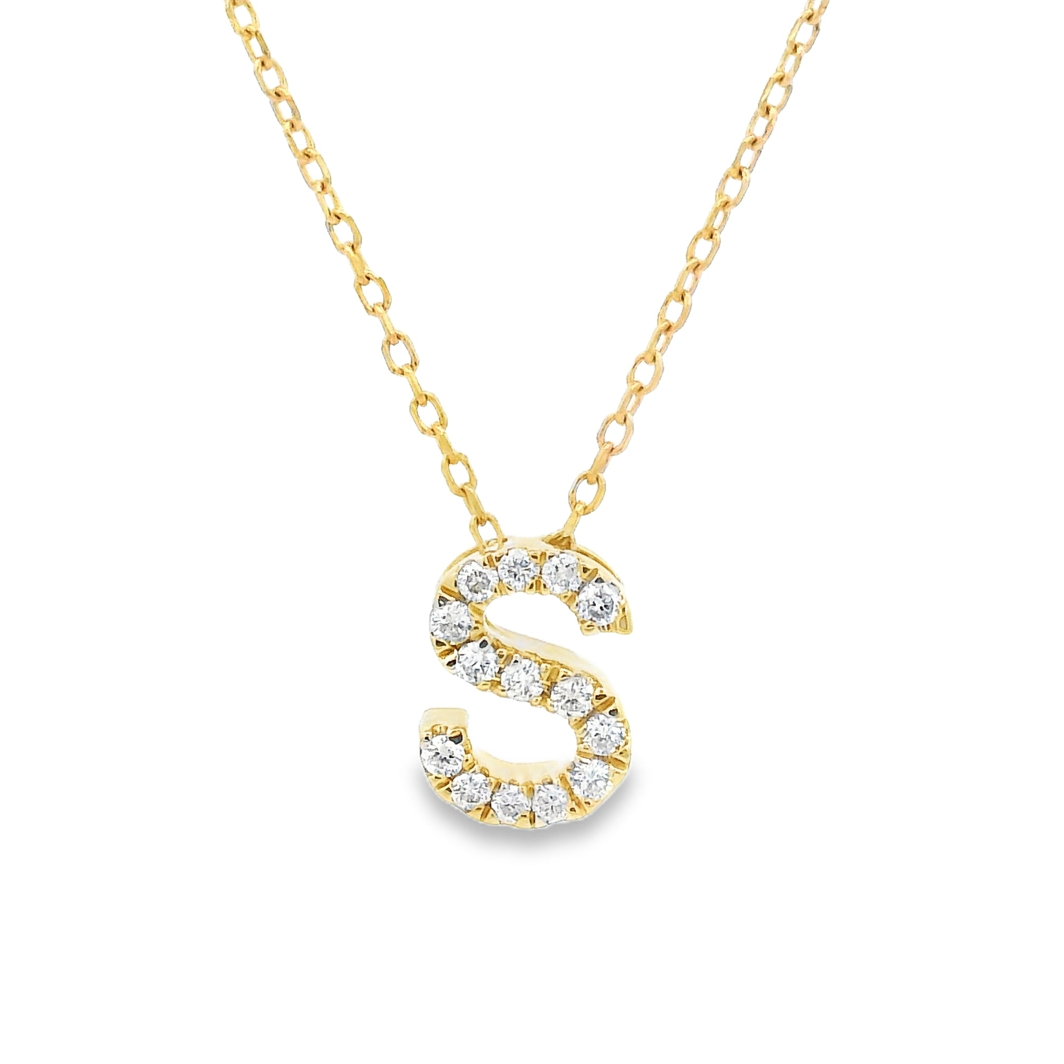 9ct Yellow Gold Diamond Initial Pendant