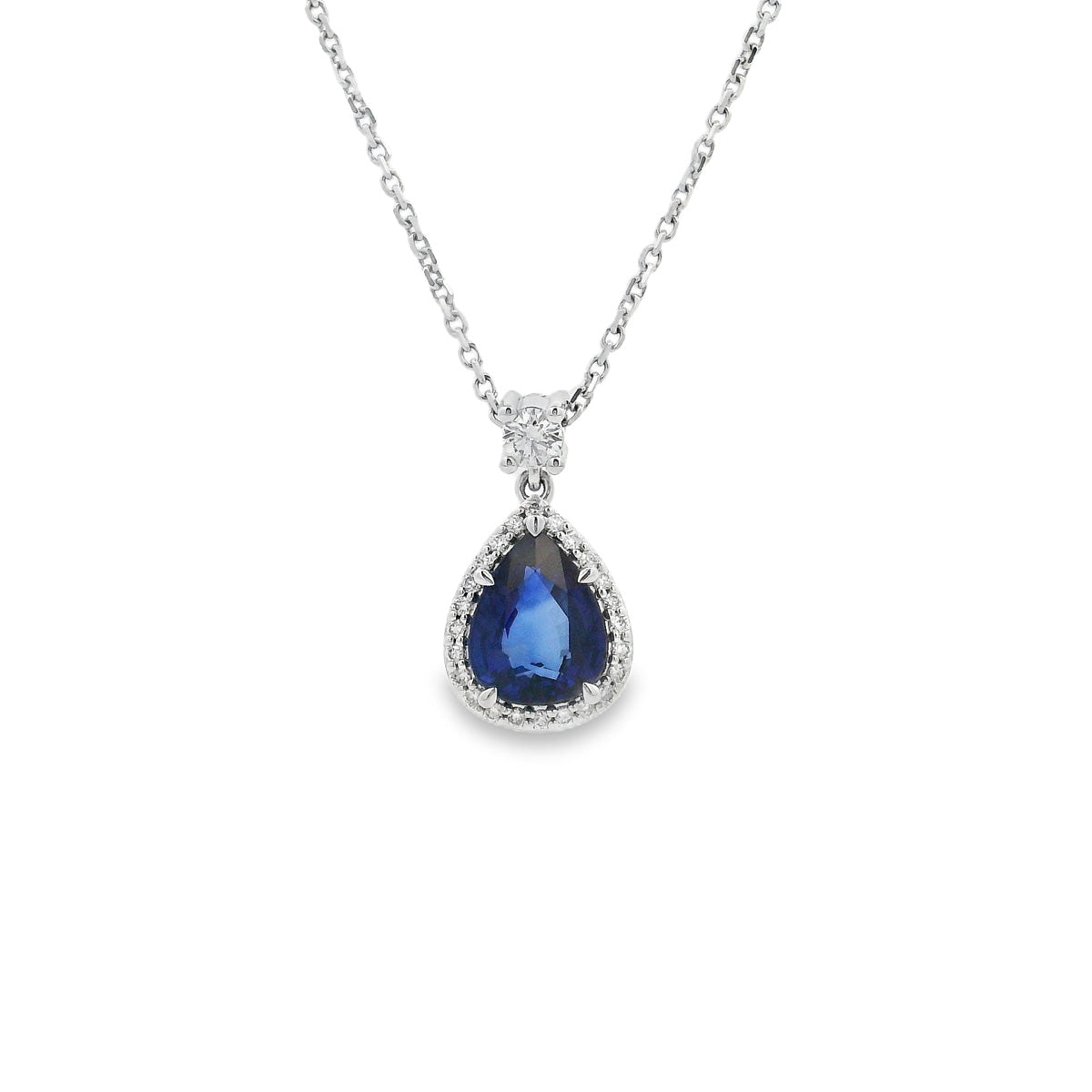18ct White Gold Sapphire and Diamond Pendant