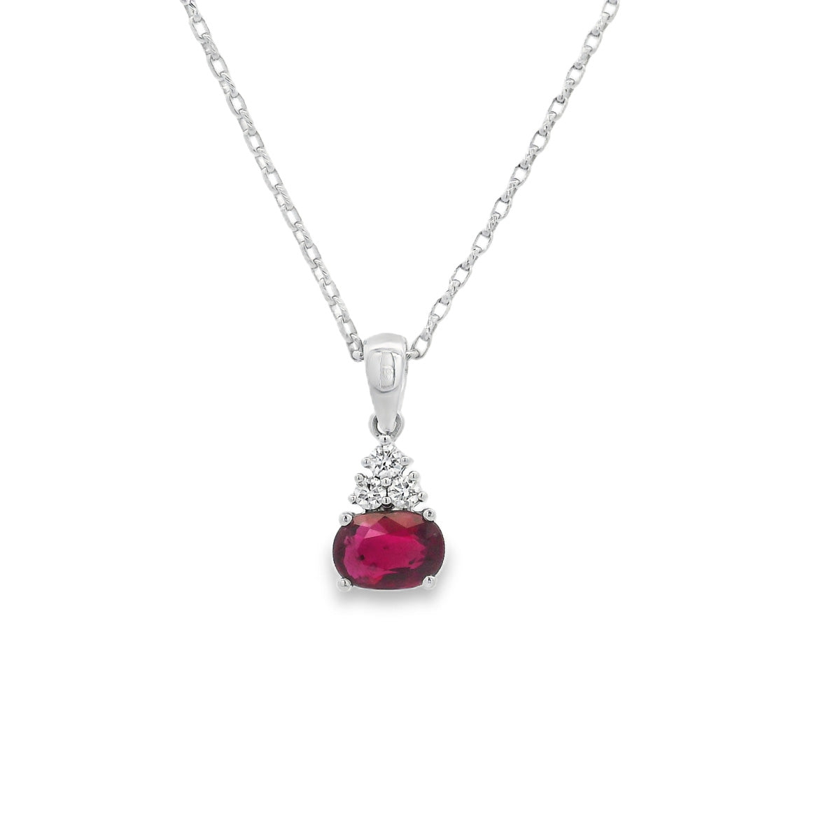 9ct White Gold Ruby and Diamond Pendant