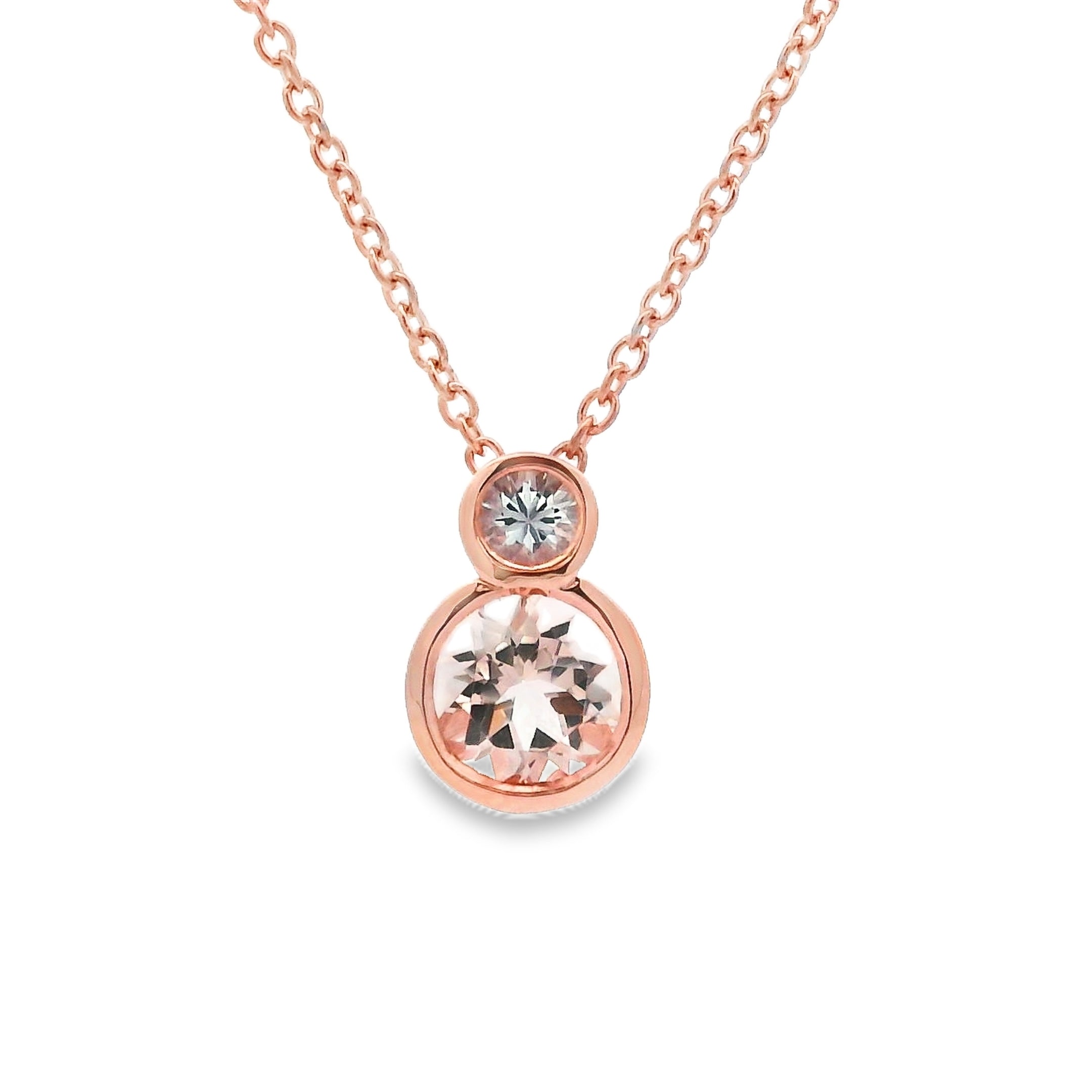 9ct Rose Gold Morganite and White Sapphire Pendant