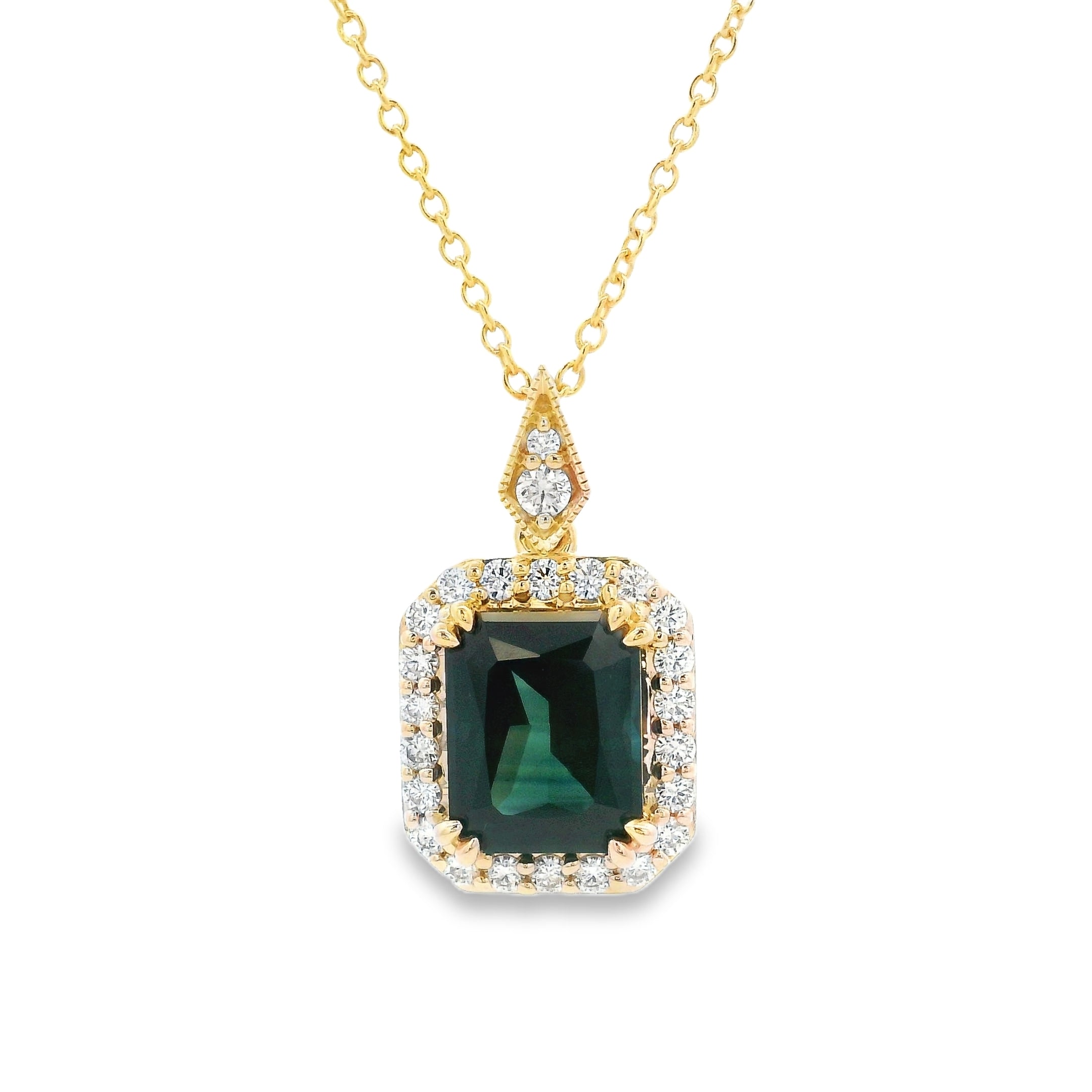 9ct Yellow Gold Sapphire and Diamond Pendant