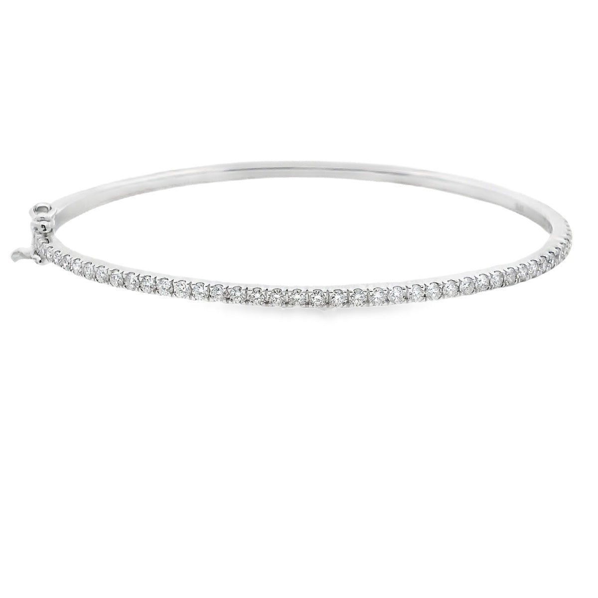 9ct White Gold Claw Set Diamond Bangle