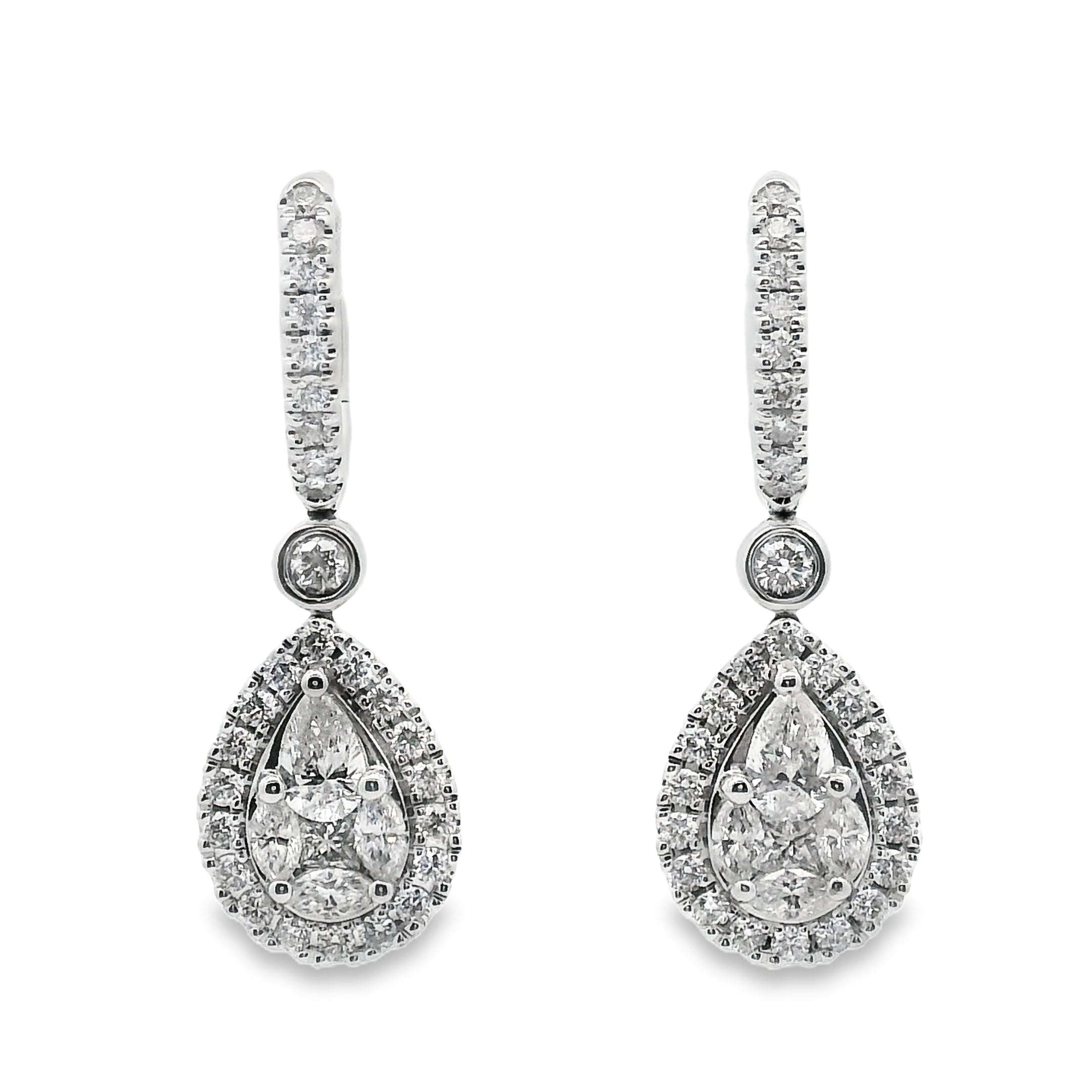 18ct White Gold Illusion Set Diamond Drops