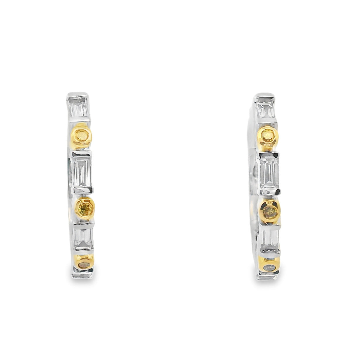 18ct White & Yellow Gold Diamond Huggies