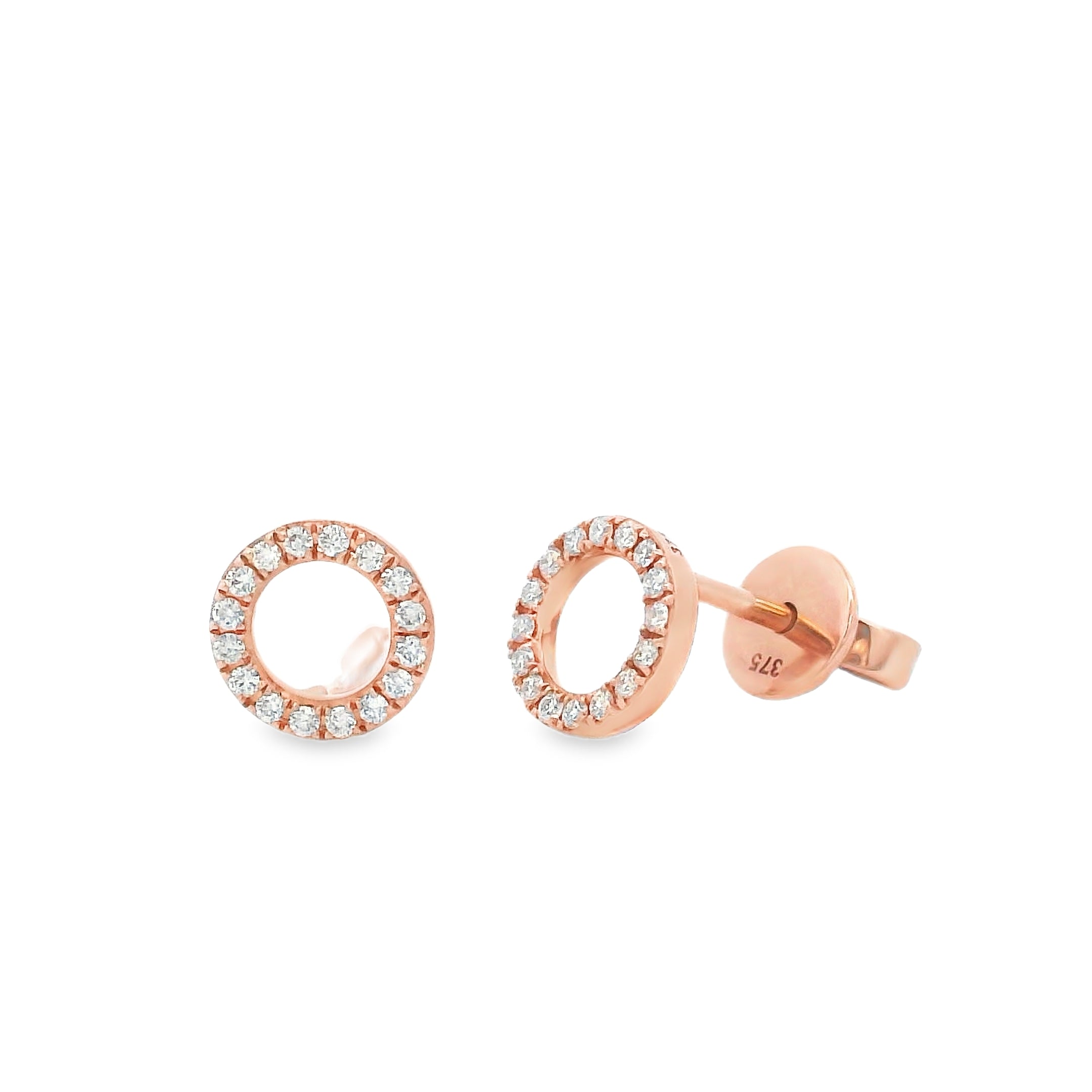 9ct Rose Gold Diamond Circle Studs