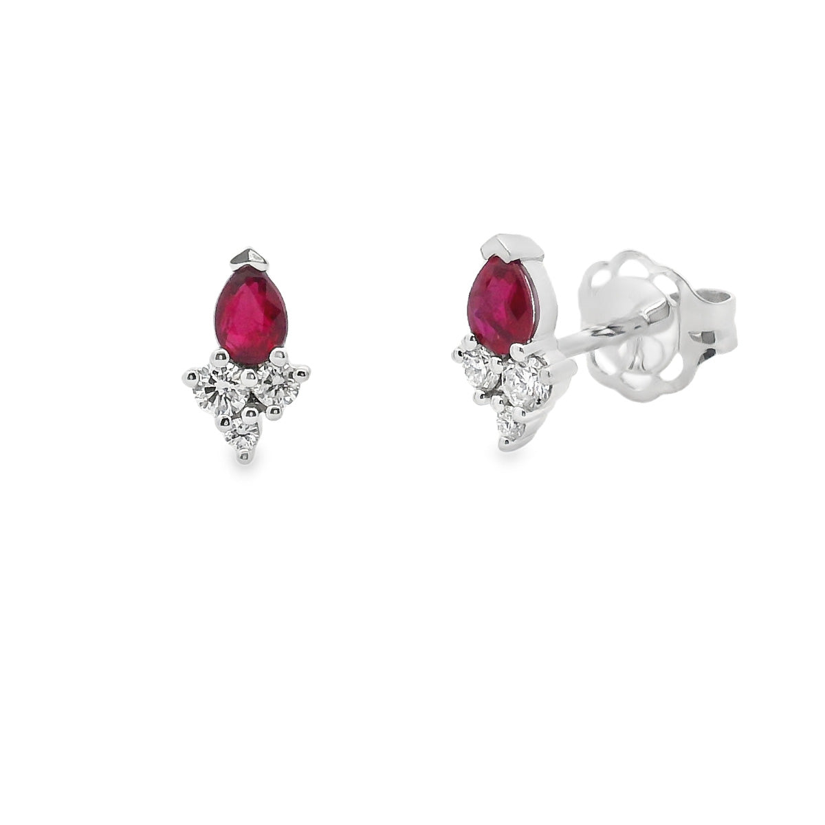9ct White Gold Ruby and Diamond Studs