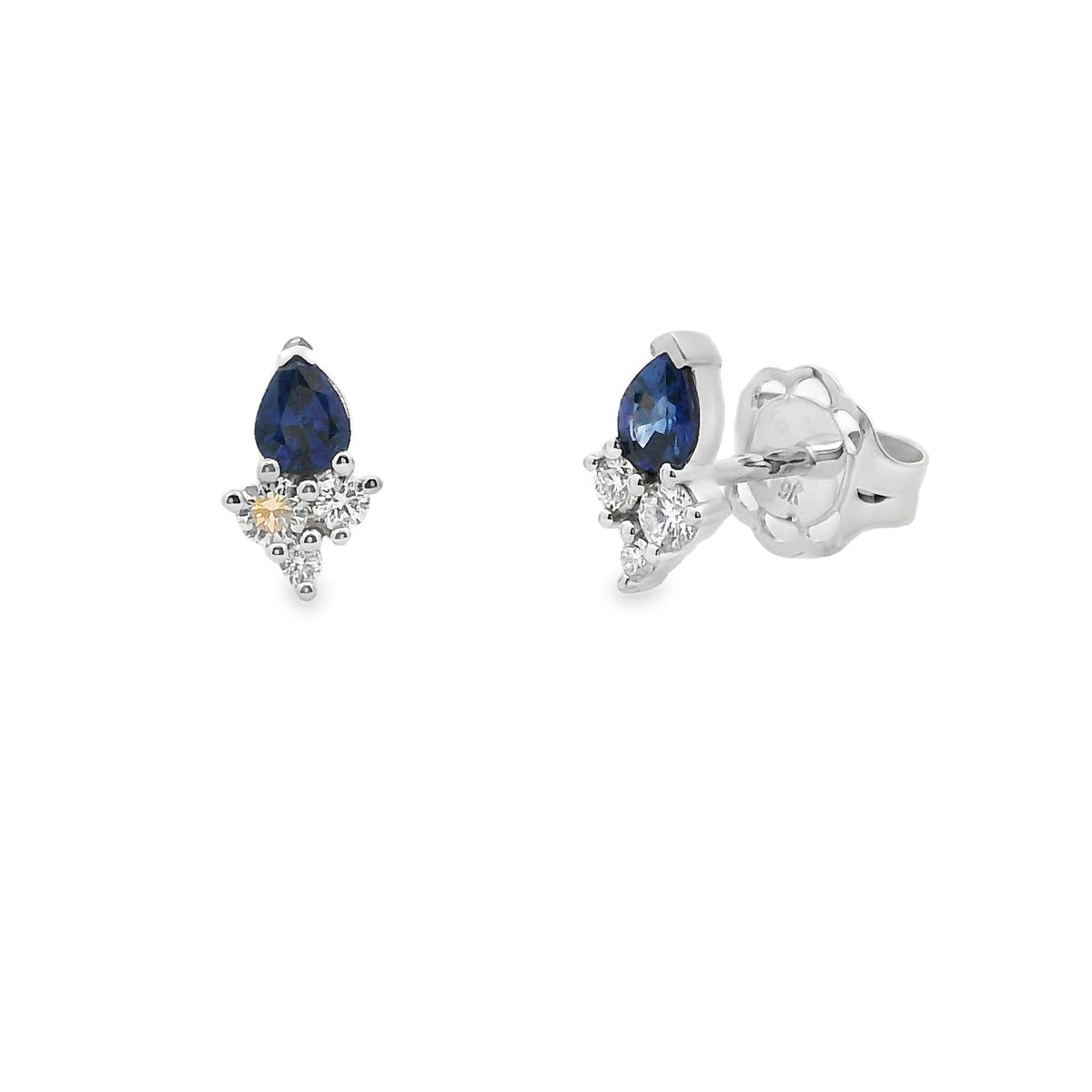 9ct White Gold Sapphire and Diamond Studs
