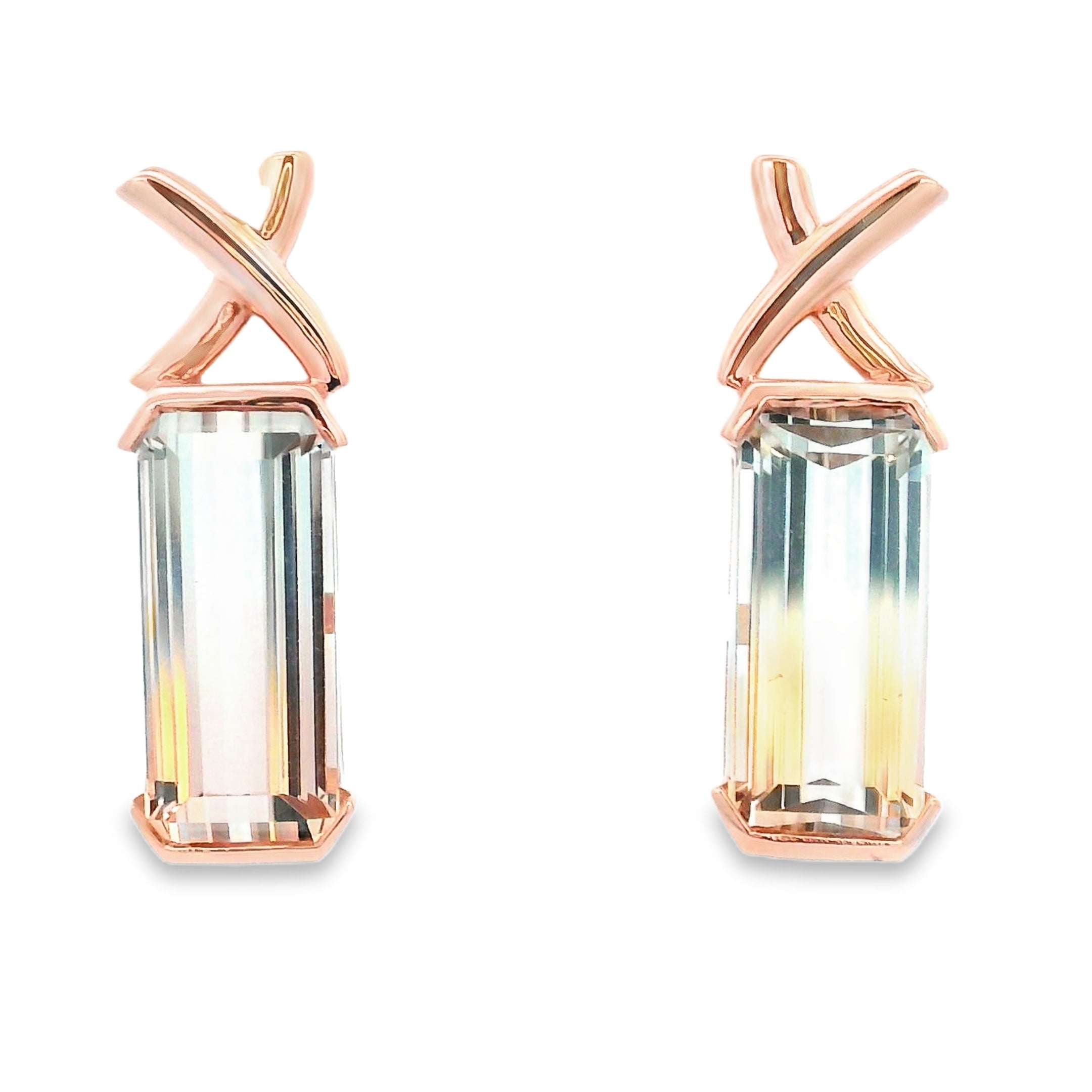 9ct Rose Gold Bi-Colour Topaz Earrings