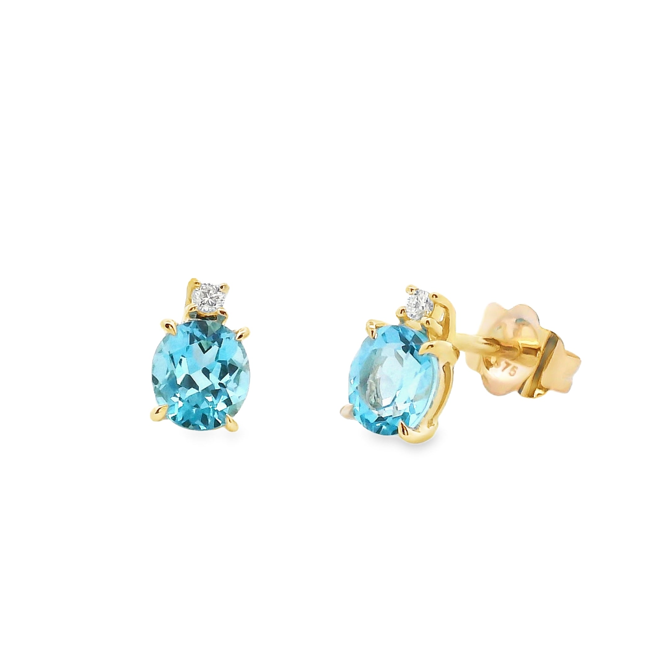 9ct Yellow Gold Topaz and Diamond Studs