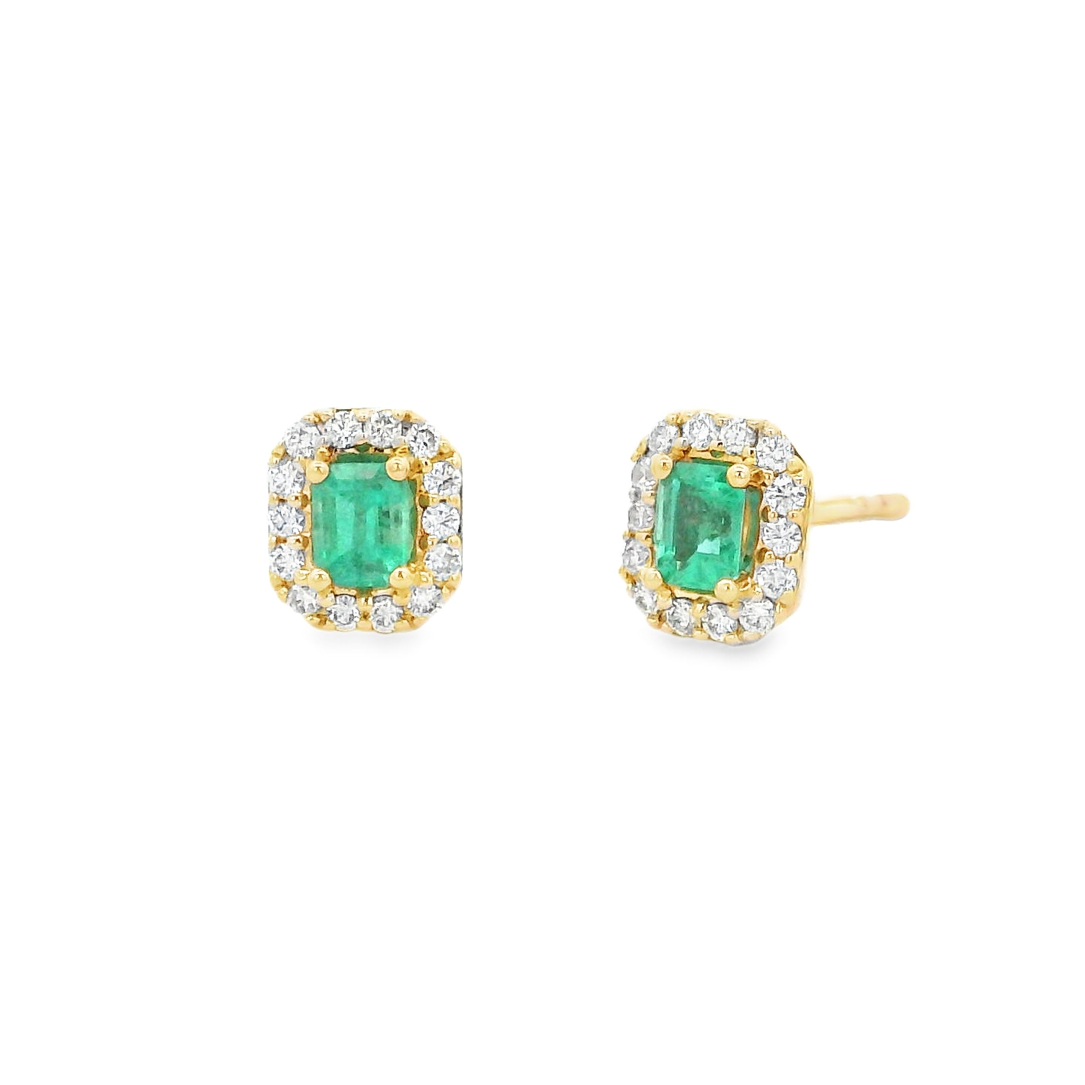 9ct Yellow Gold Emerald and Diamond Studs