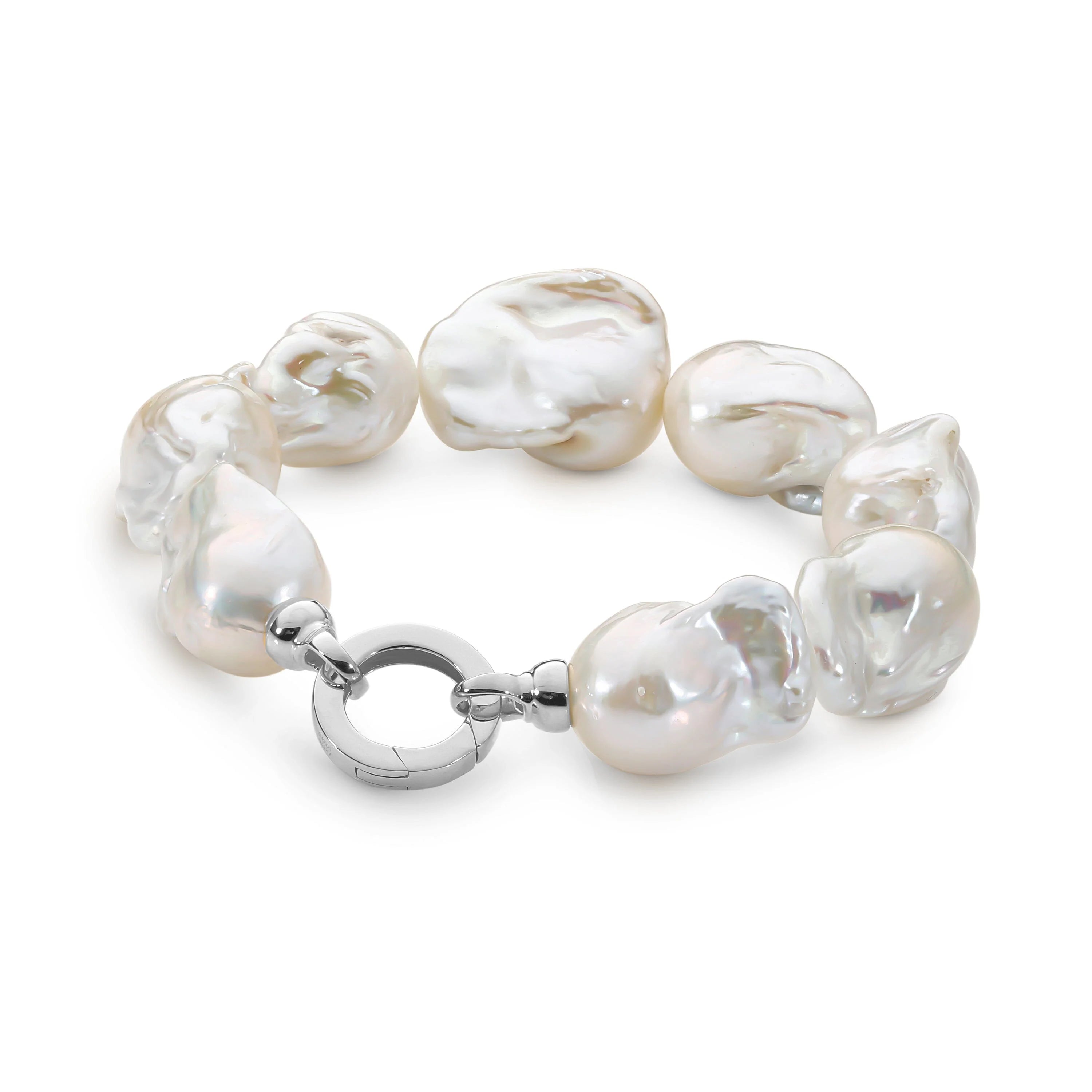 Freshwater Baroque Pearl Bracelet with a 9ct White Gold Clasp