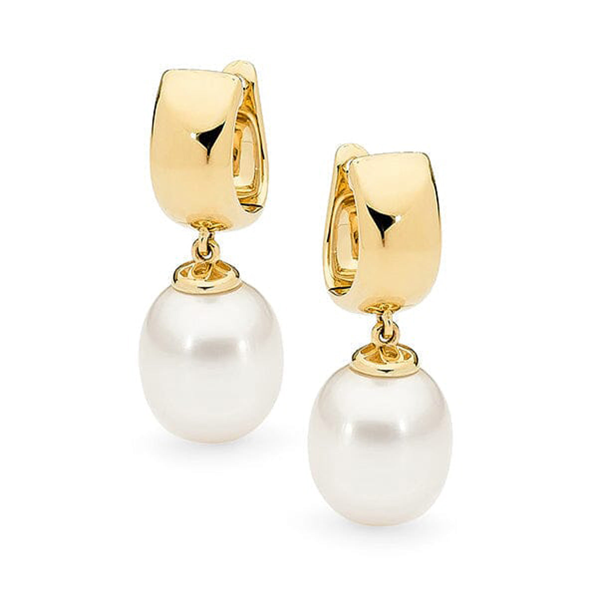 9ct Yellow Gold Freshwater Pearl Huggies