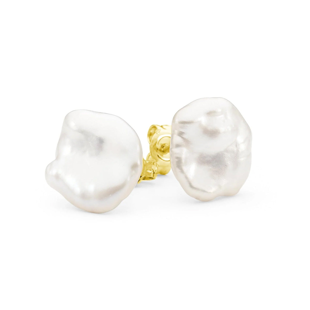 9ct Yellow Gold Freshwater Keshi Pearl Studs