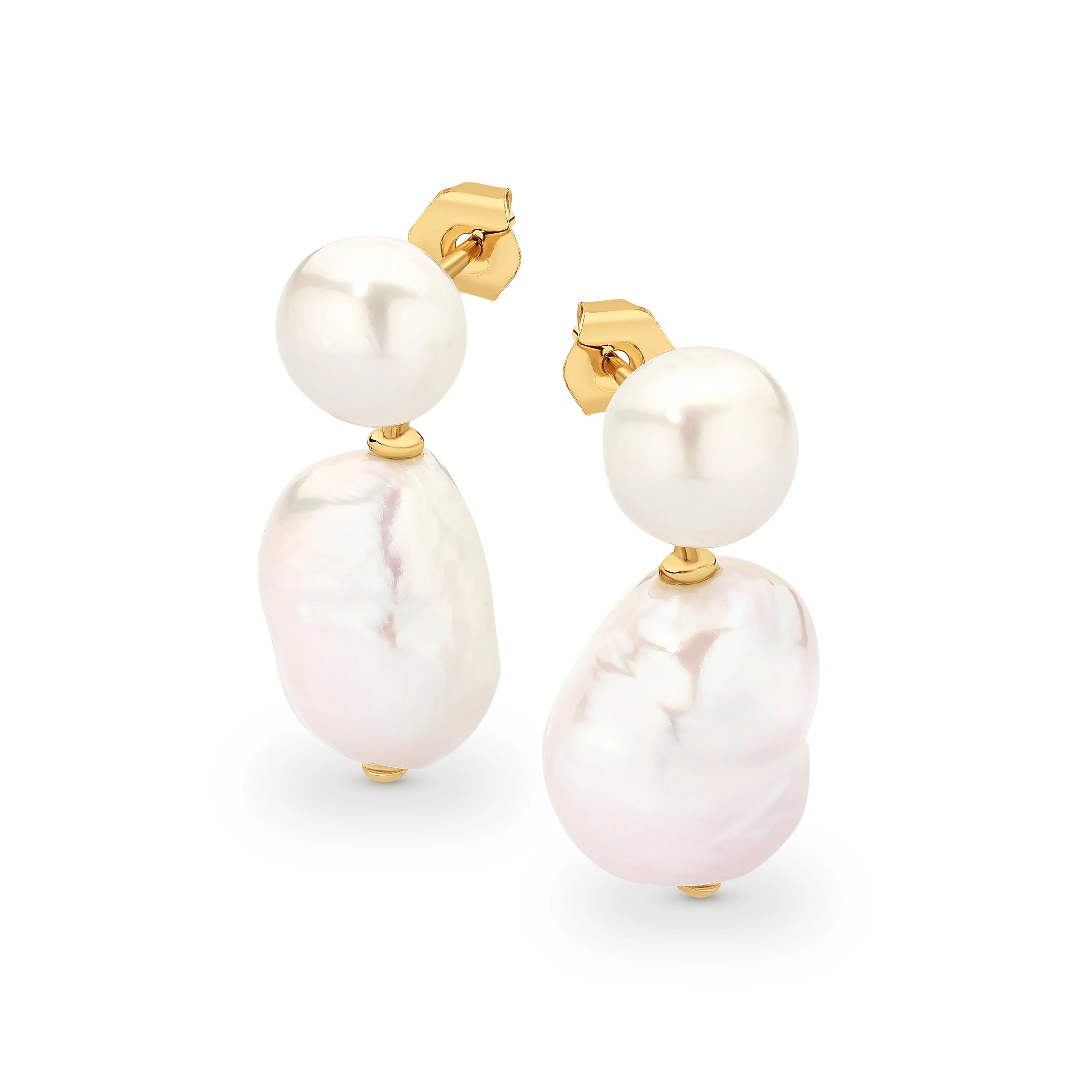 9ct Yellow Gold Freshwater and Baroque Pearl Drops