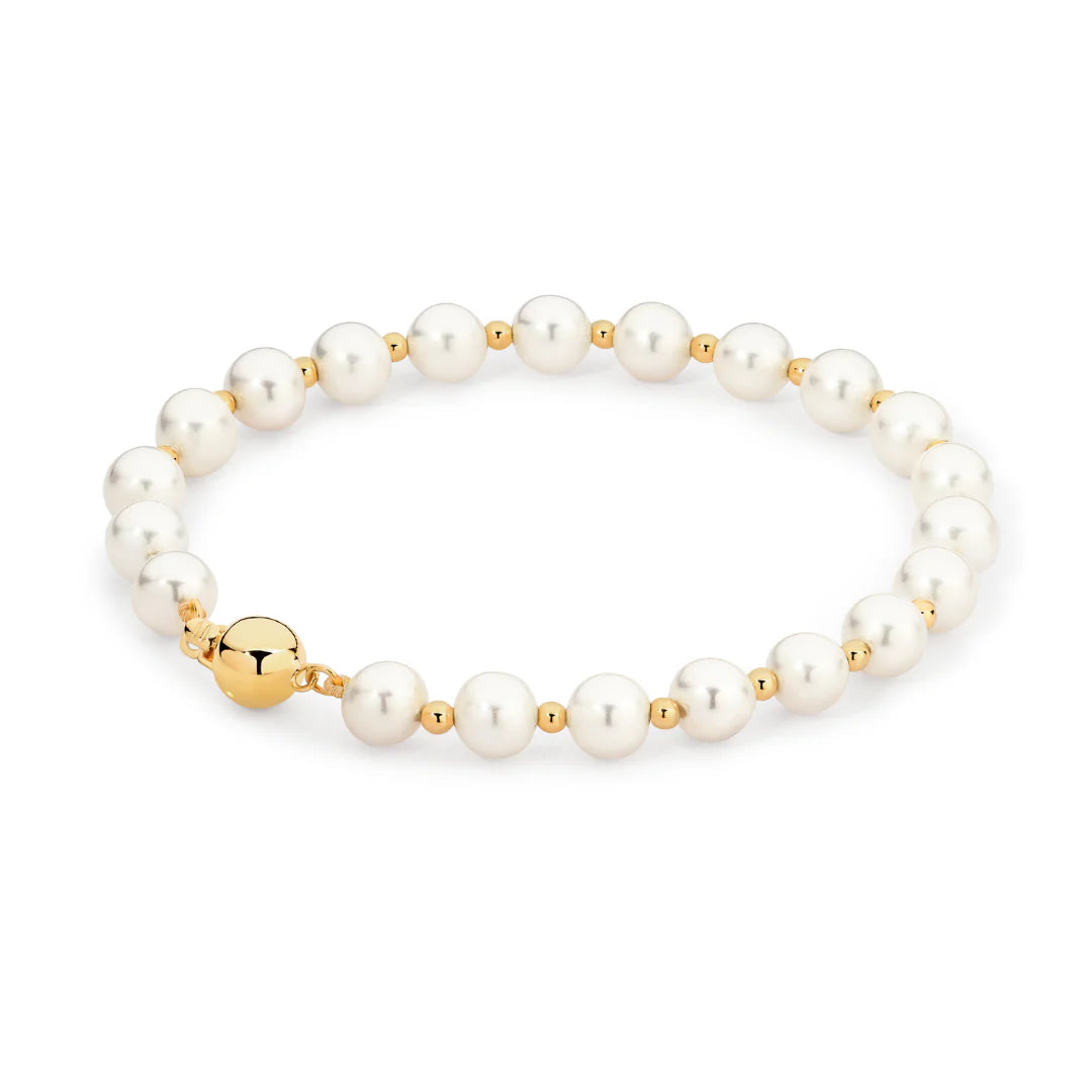 Freshwater Pearl and Gold Bead Bracelet