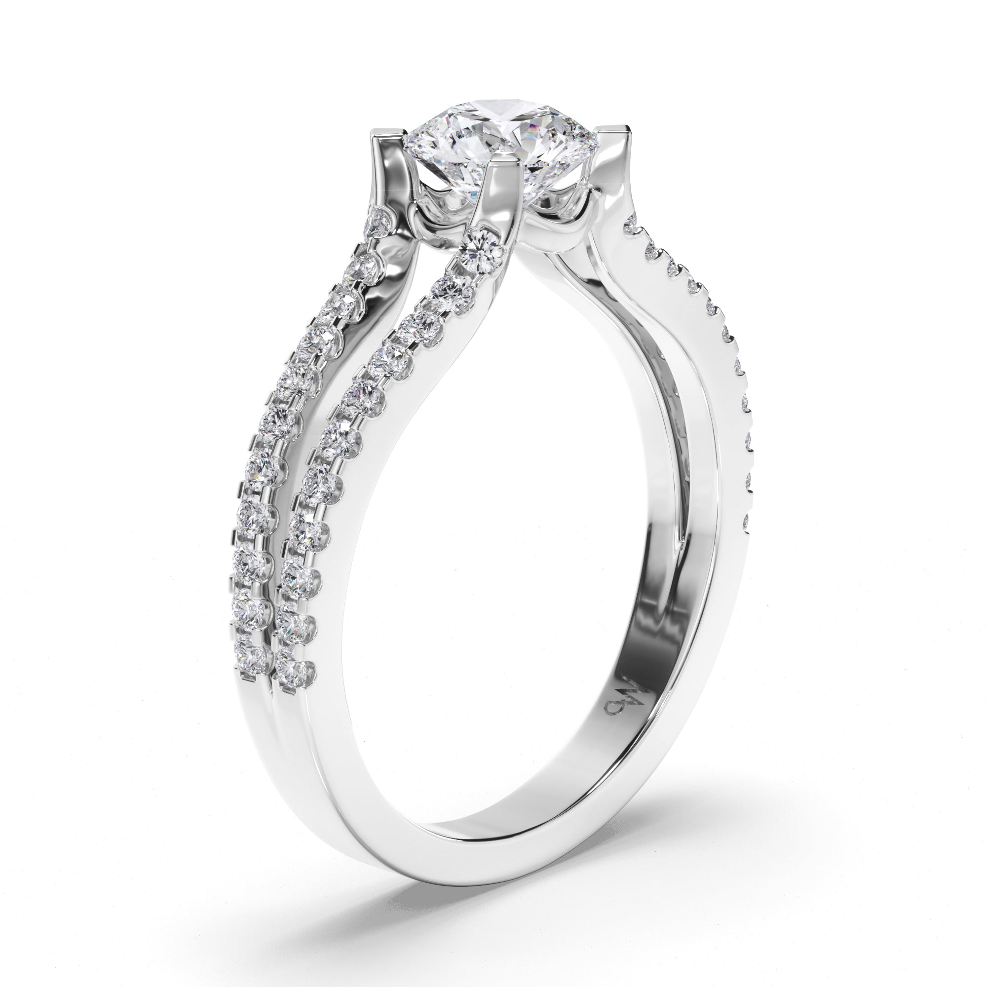 Round Diamond Engagement Ring with Split Diamond Band