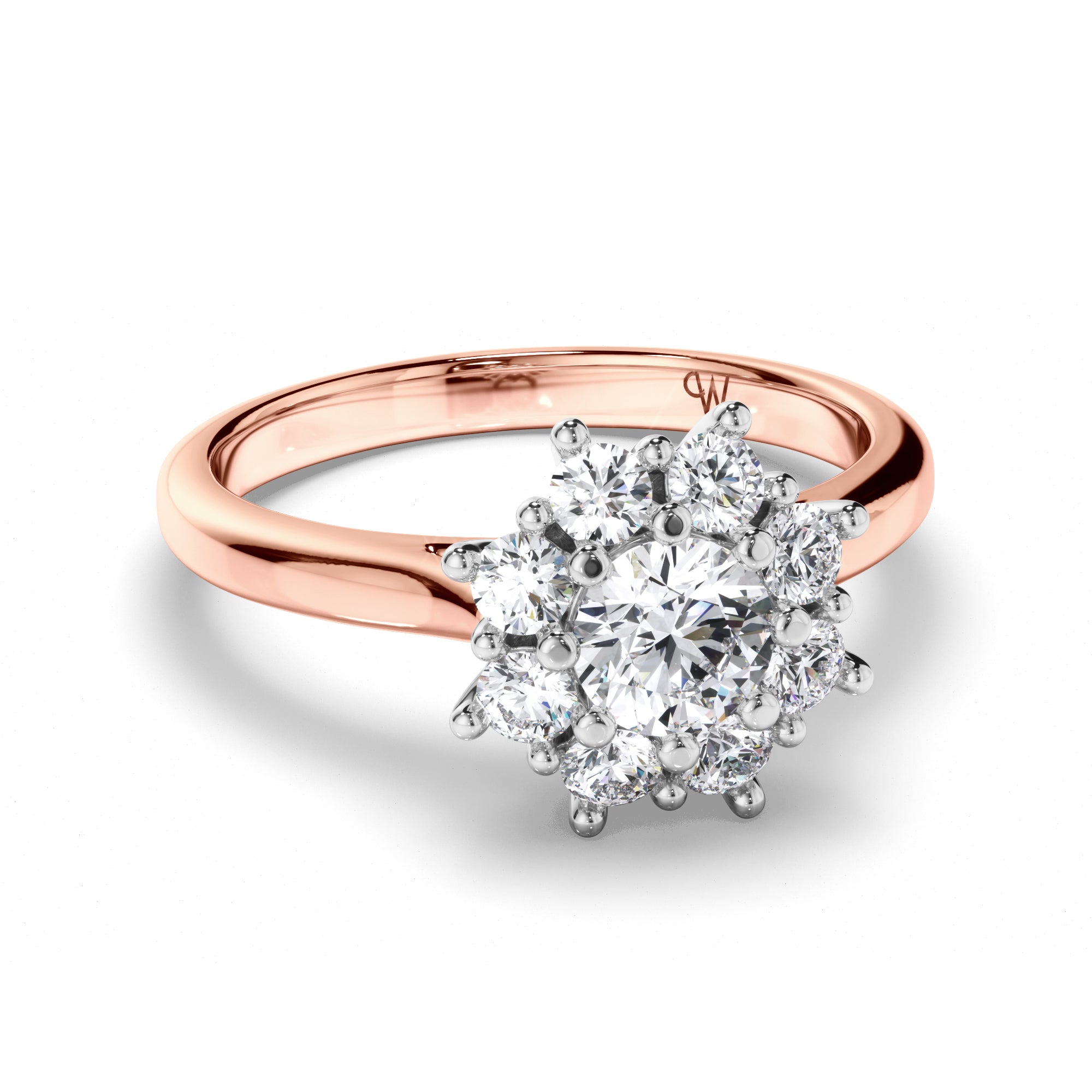 Round Diamond Engagement Ring with Cluster Halo