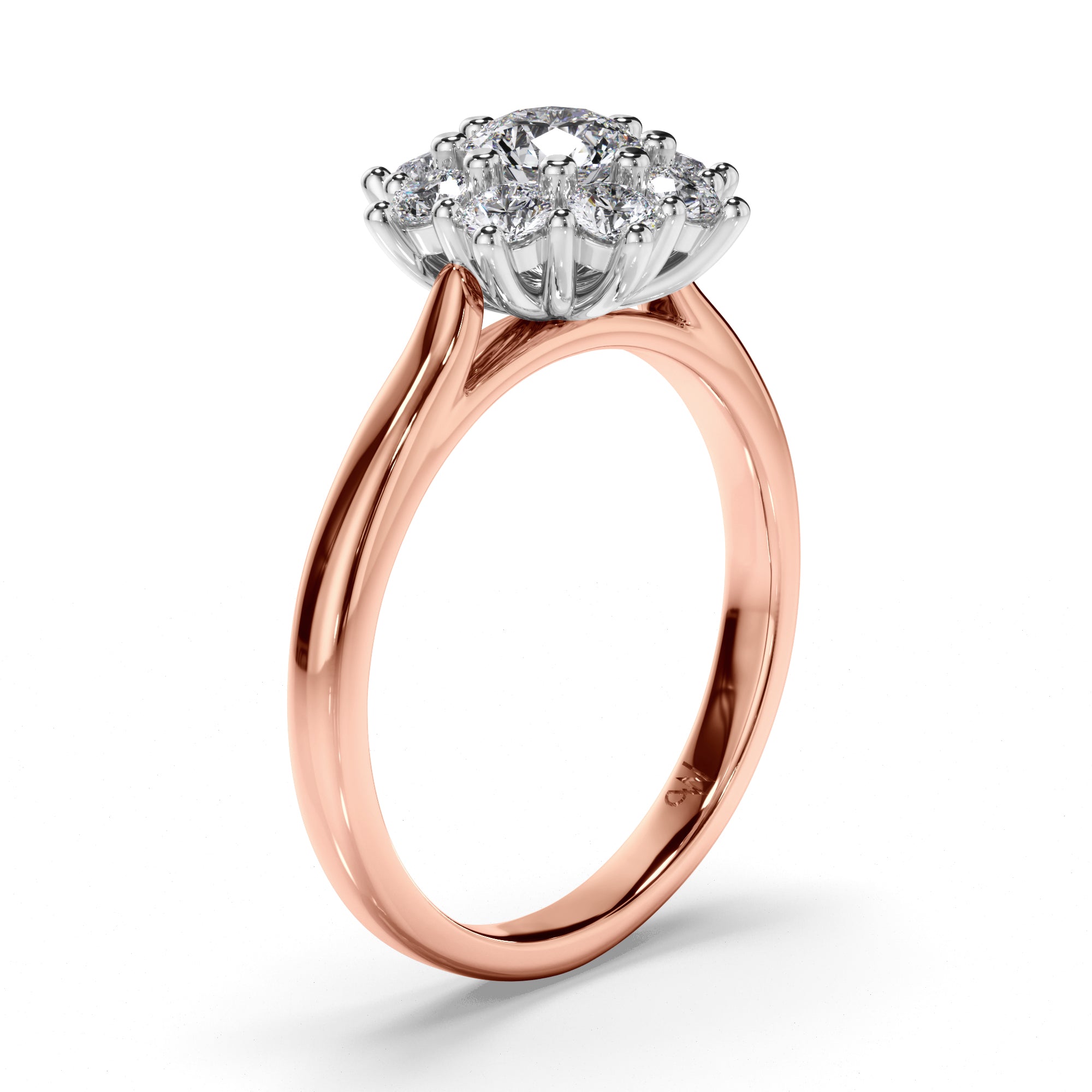 Round Diamond Engagement Ring with Cluster Halo