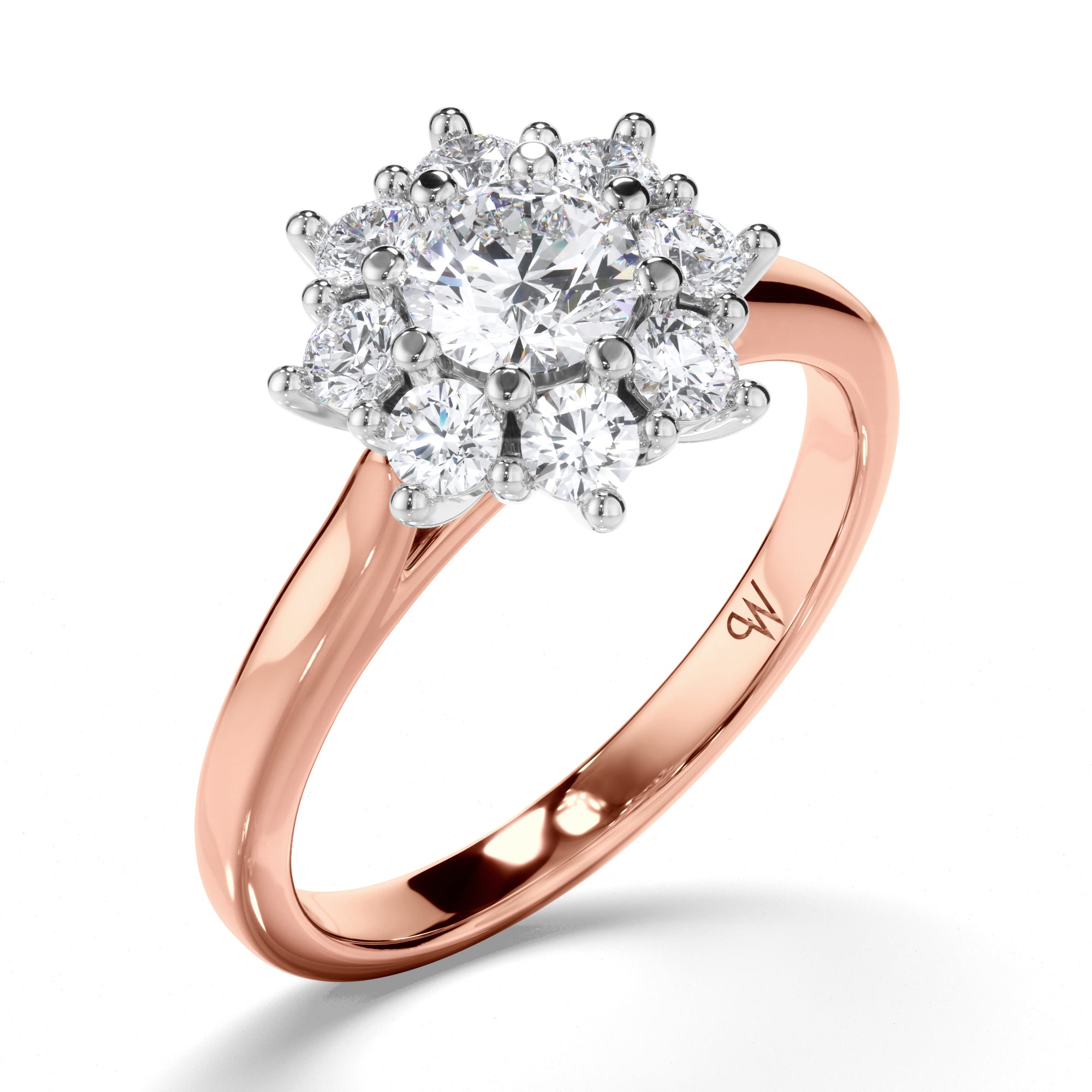 Round Diamond Engagement Ring with Cluster Halo