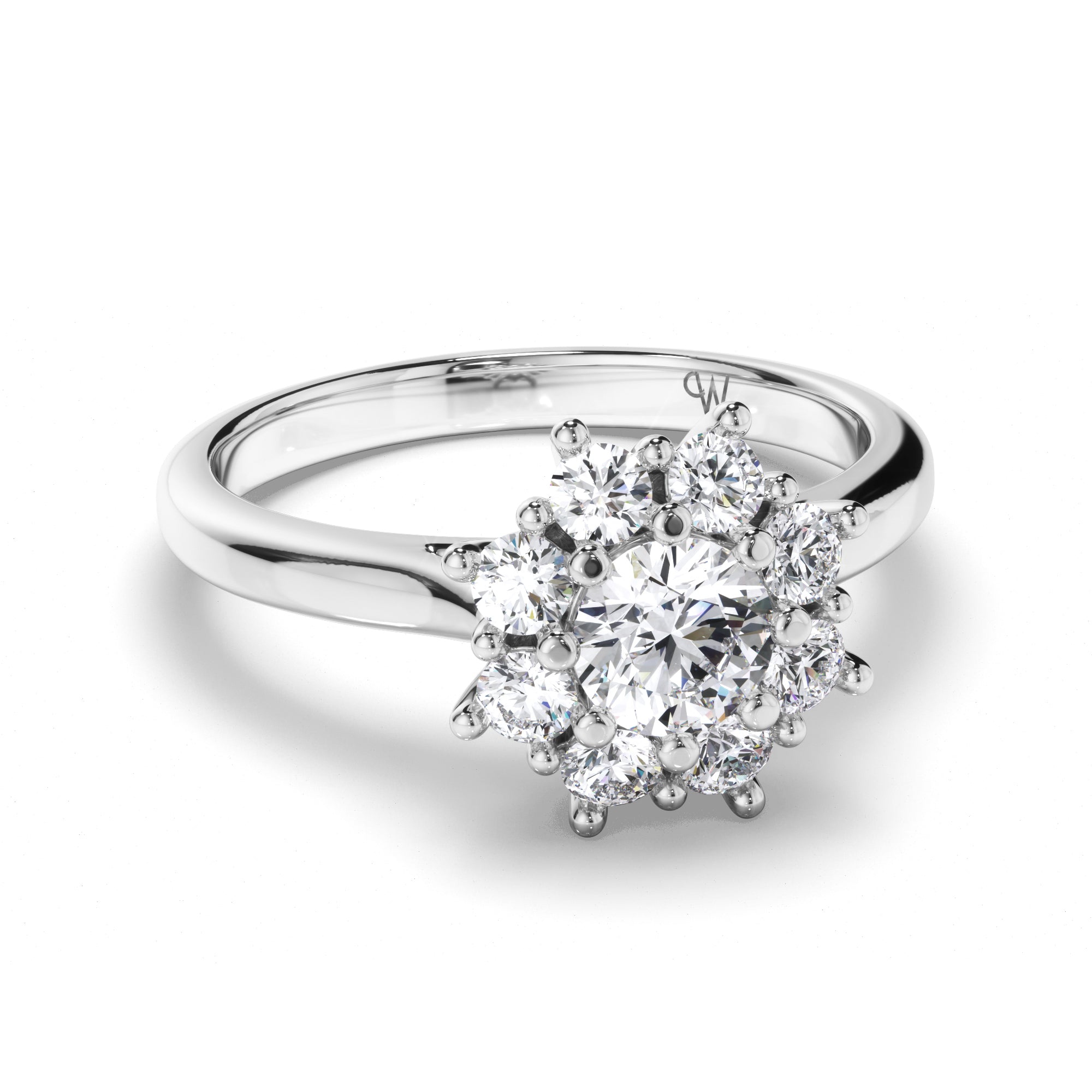 Round Diamond Engagement Ring with Cluster Halo