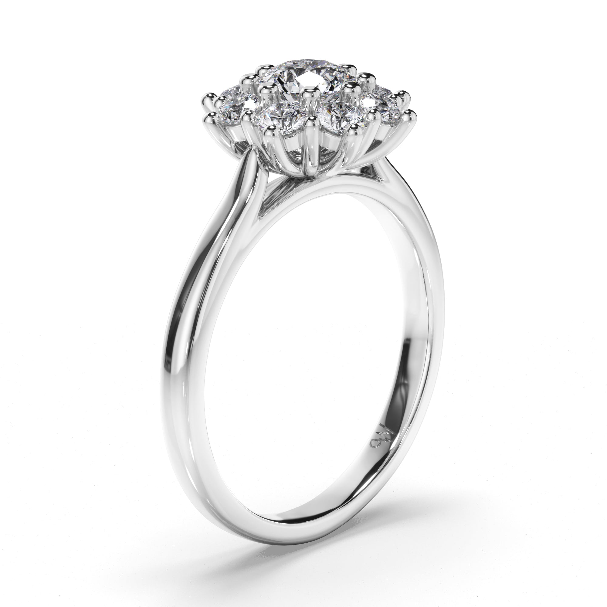 Round Diamond Engagement Ring with Cluster Halo