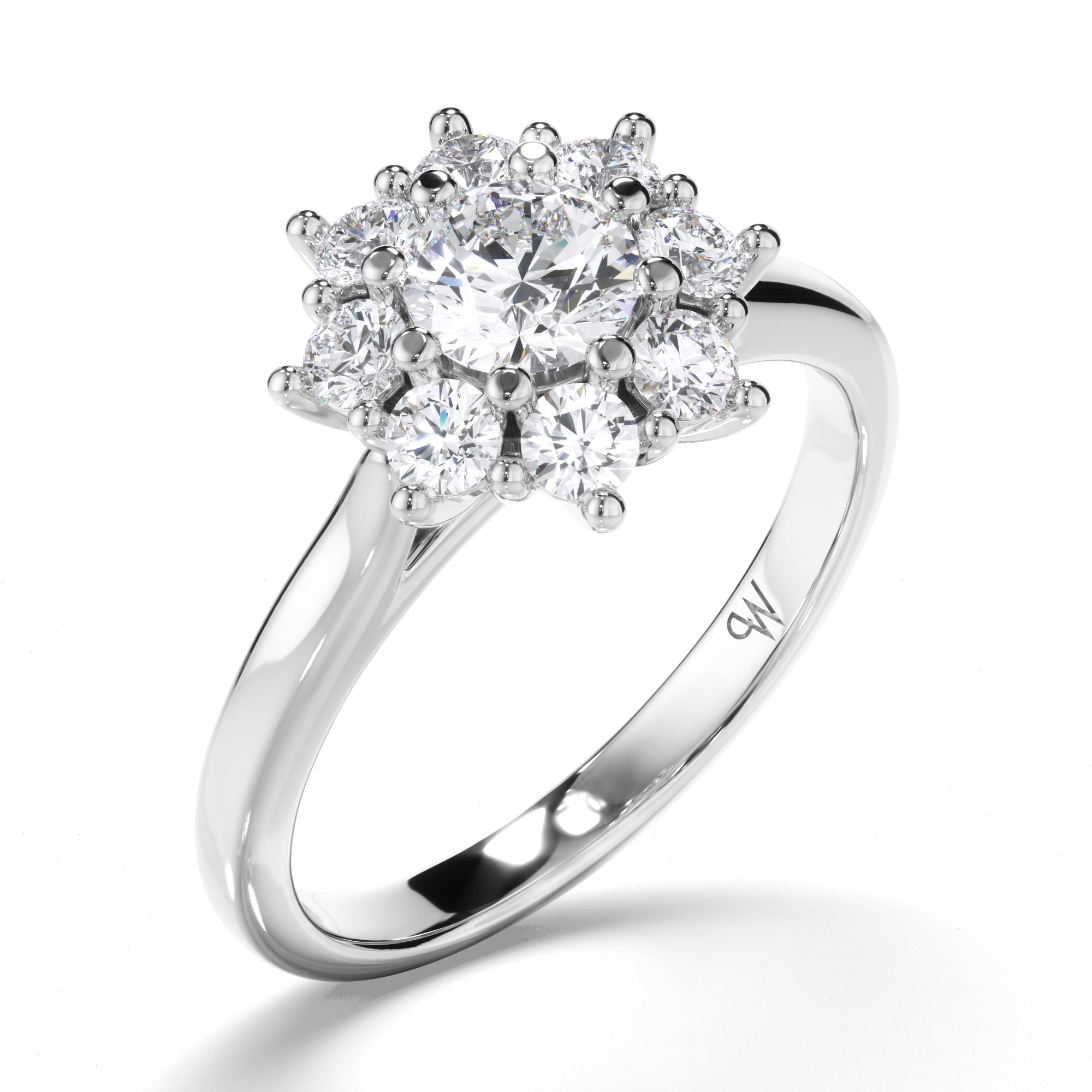Round Diamond Engagement Ring with Cluster Halo