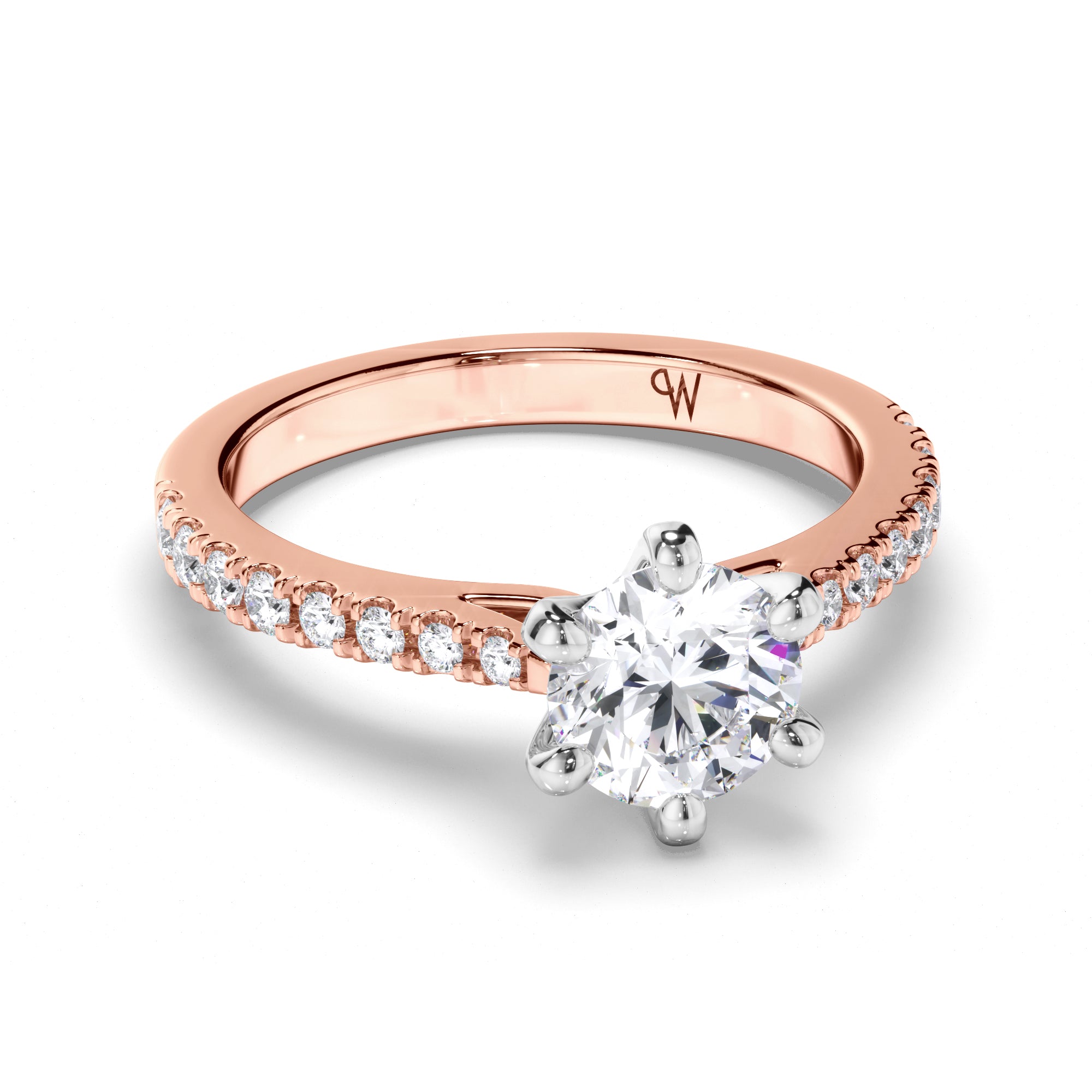 Round Diamond Engagement Ring with Cut Claw Band
