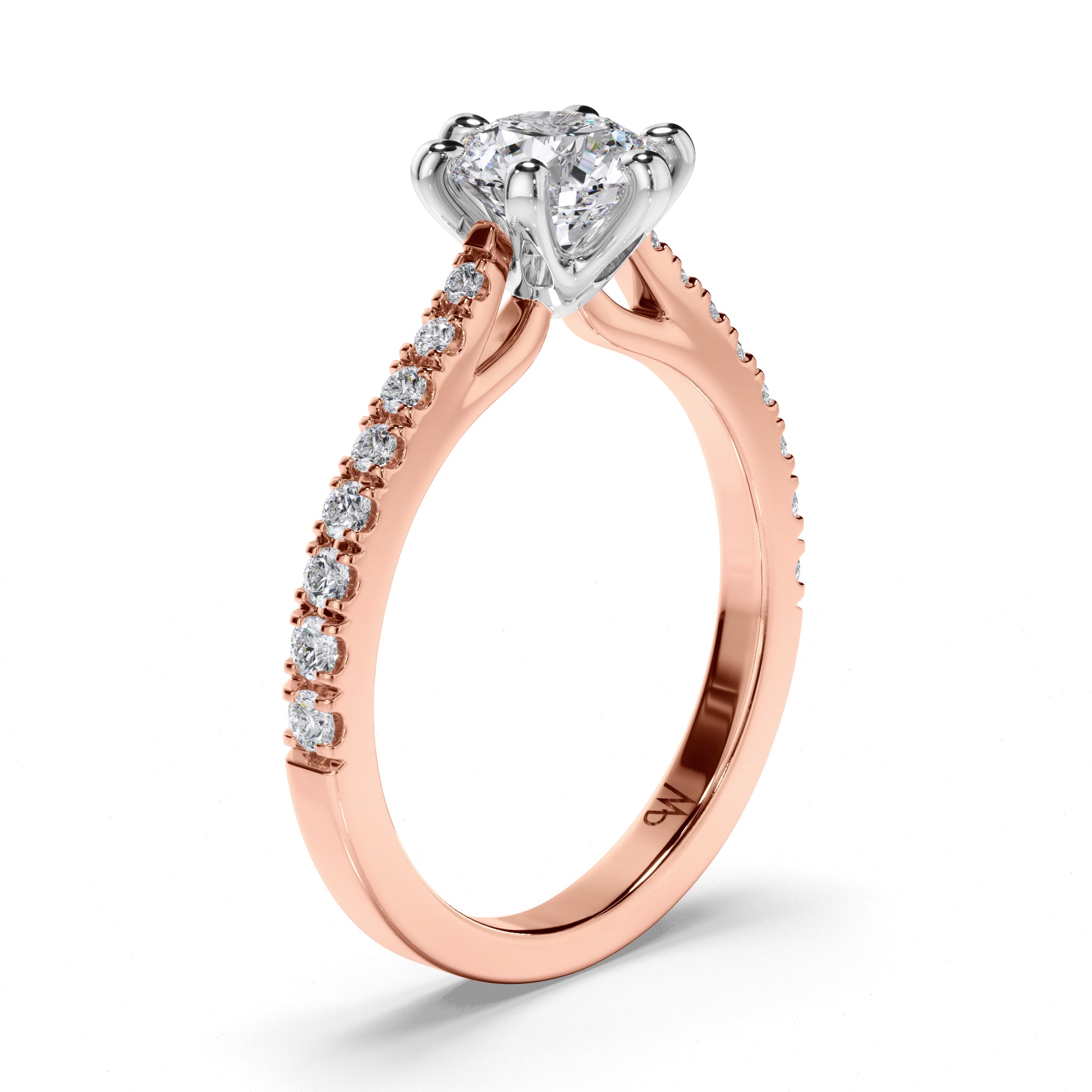 Round Diamond Engagement Ring with Cut Claw Band