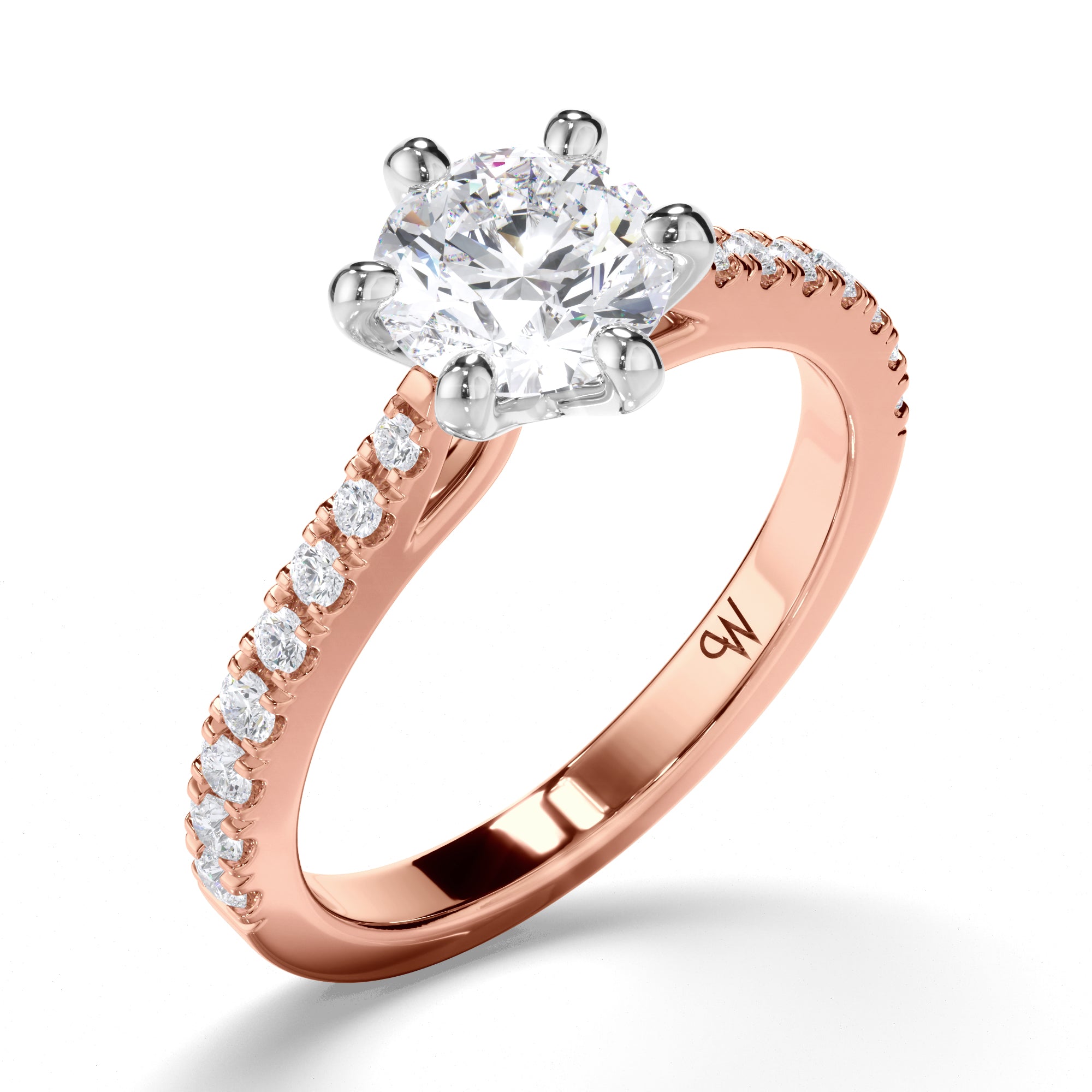 Round Diamond Engagement Ring with Cut Claw Band