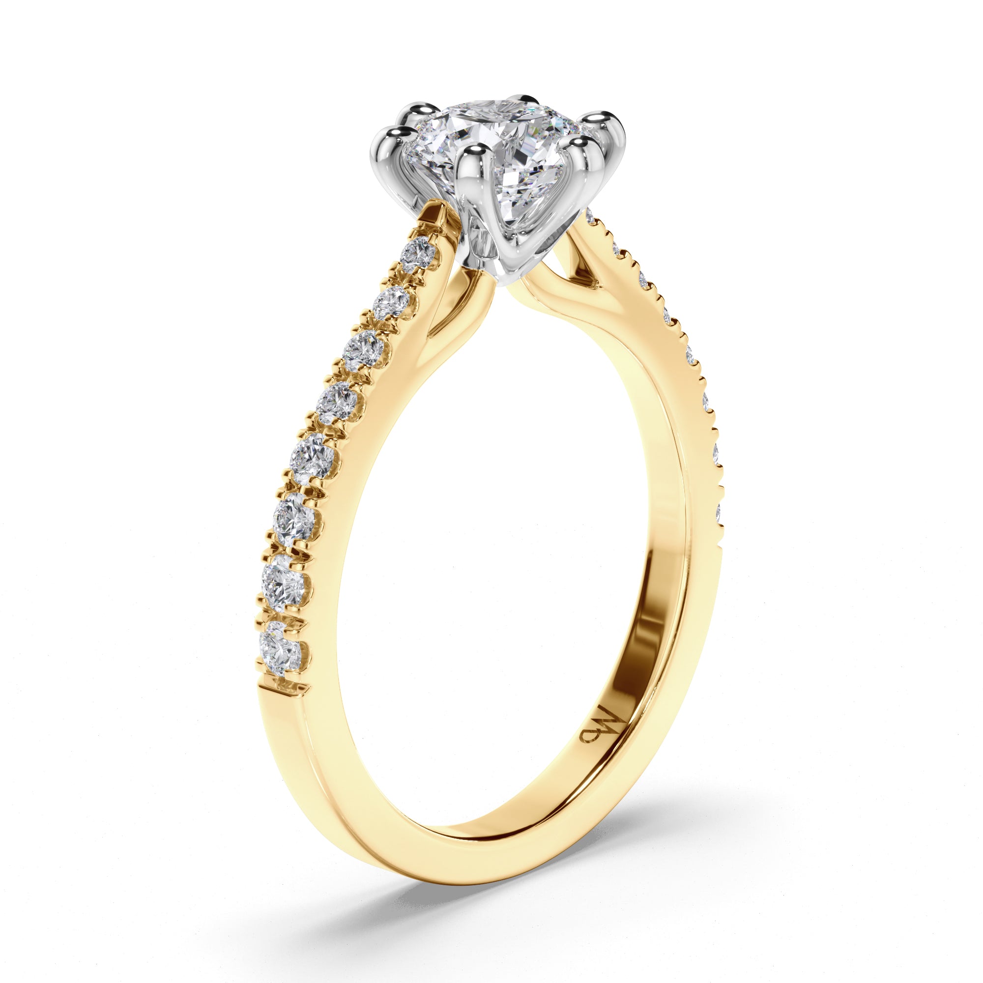 Round Diamond Engagement Ring with Cut Claw Band