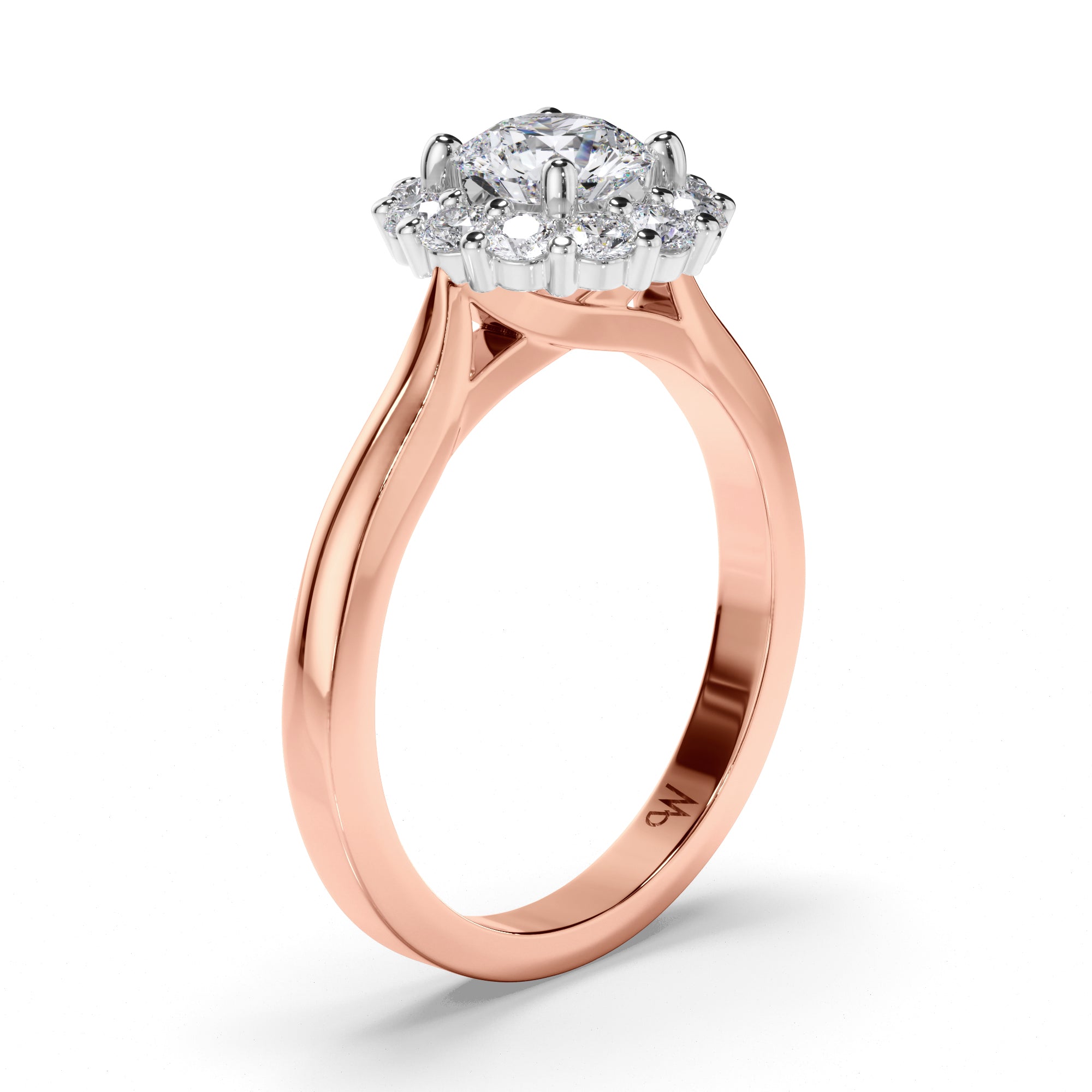 Round Diamond Engagement Ring with Cut Claw Halo