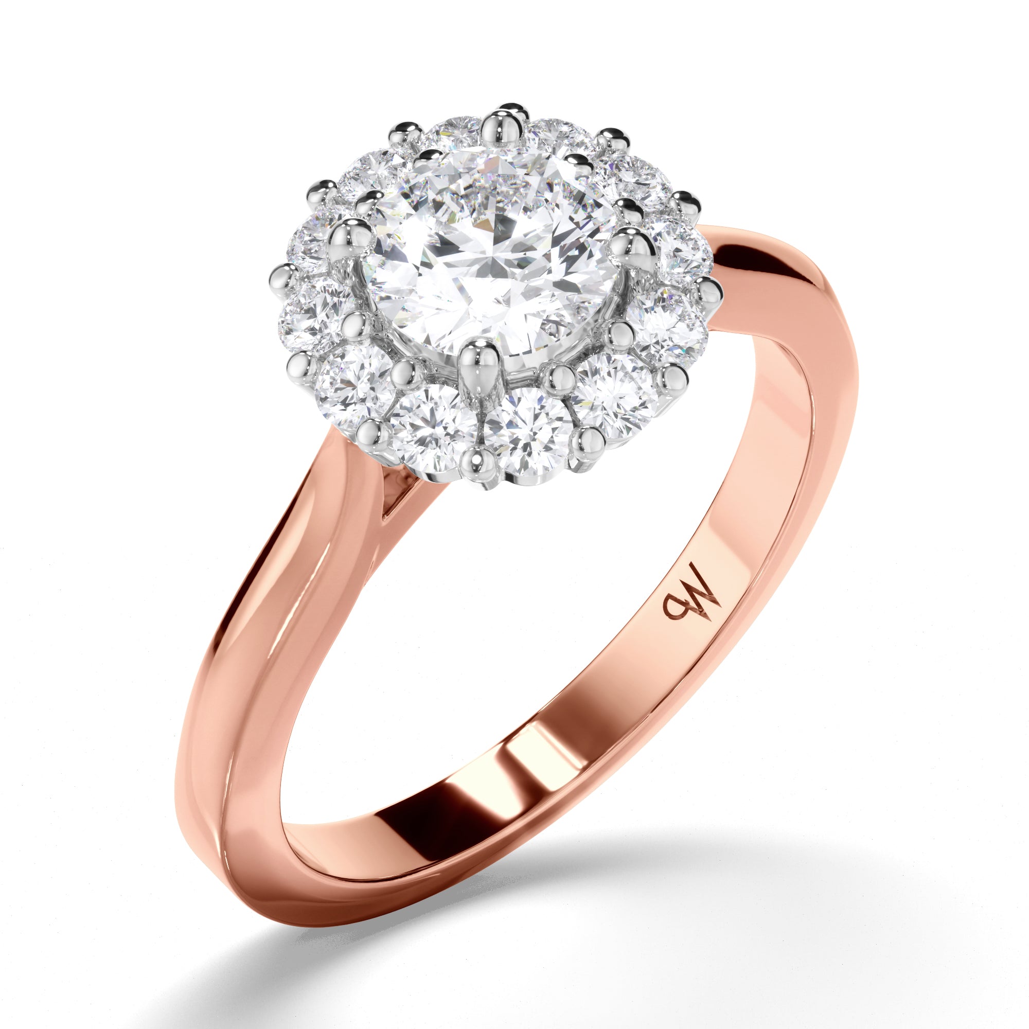 Round Diamond Engagement Ring with Cut Claw Halo