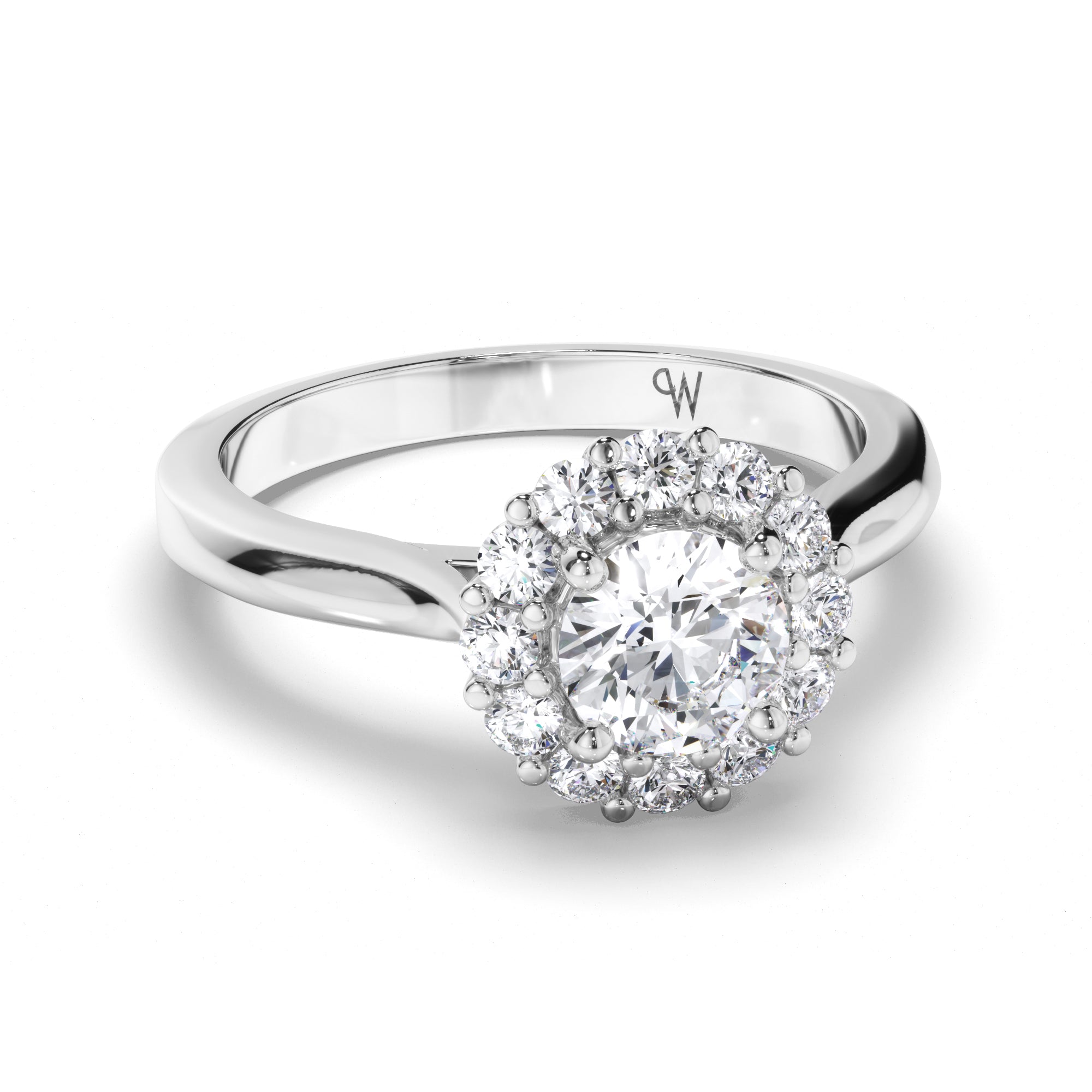 Round Diamond Engagement Ring with Cut Claw Halo