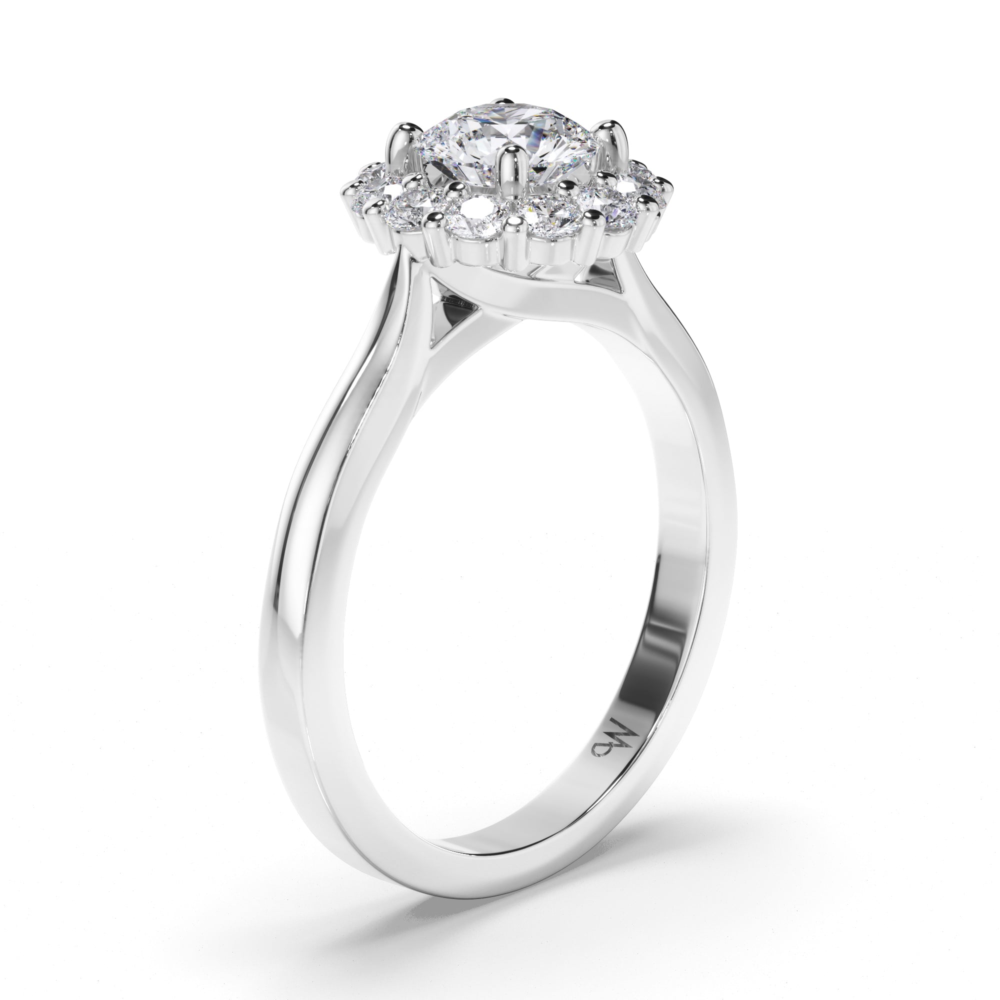Round Diamond Engagement Ring with Cut Claw Halo