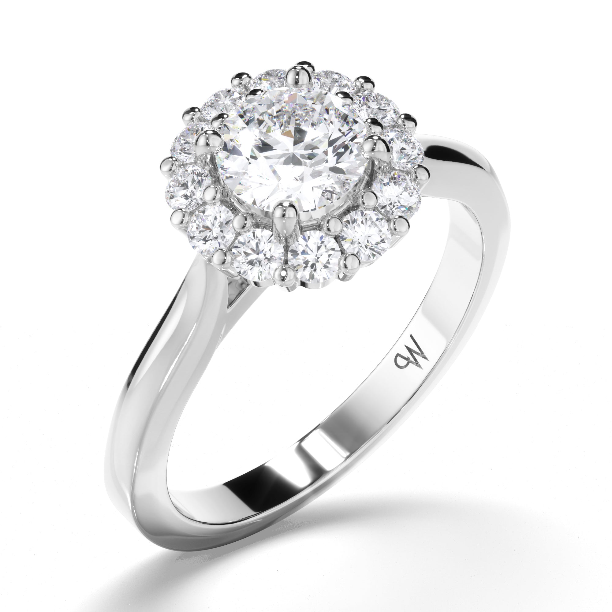 Round Diamond Engagement Ring with Cut Claw Halo