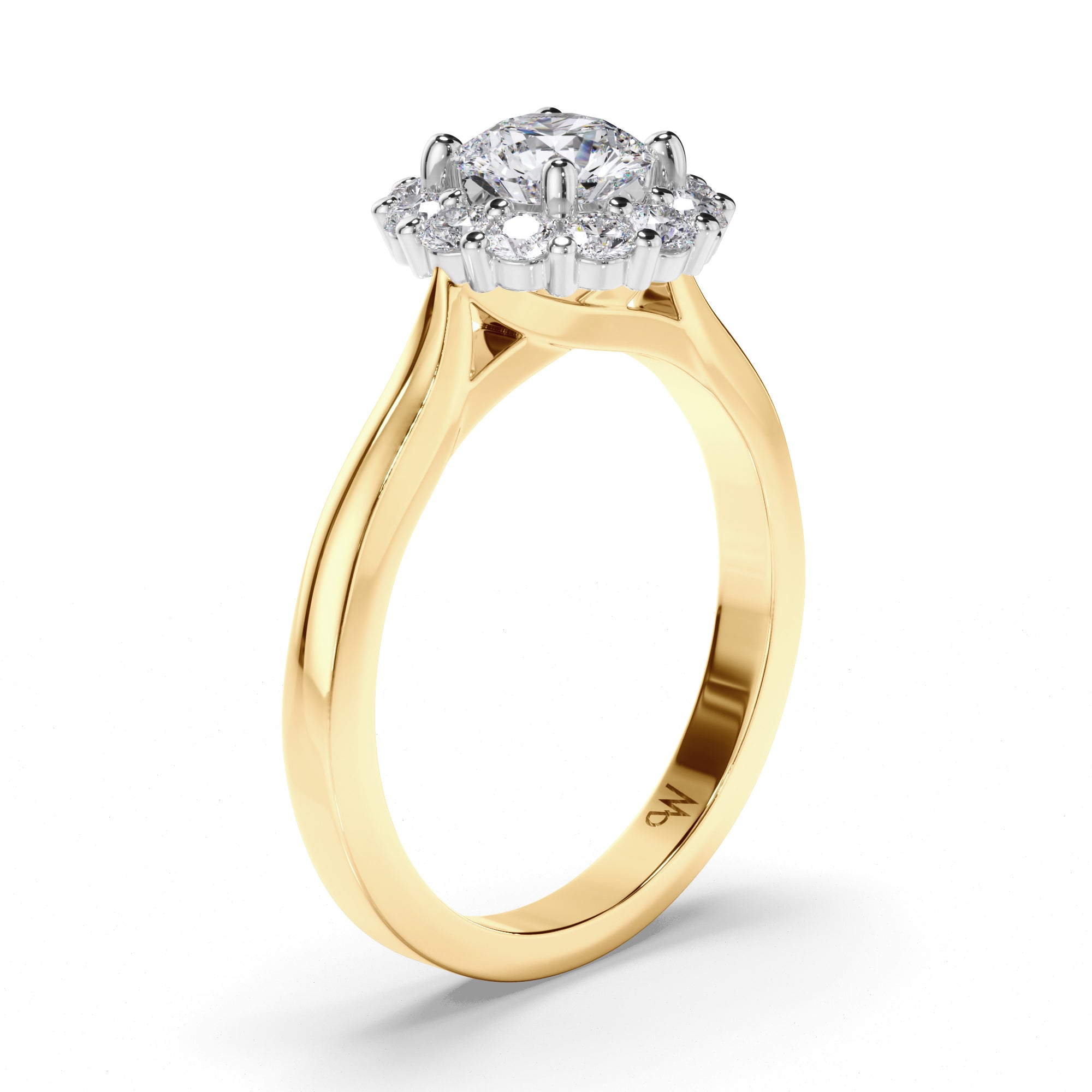 Round Diamond Engagement Ring with Cut Claw Halo